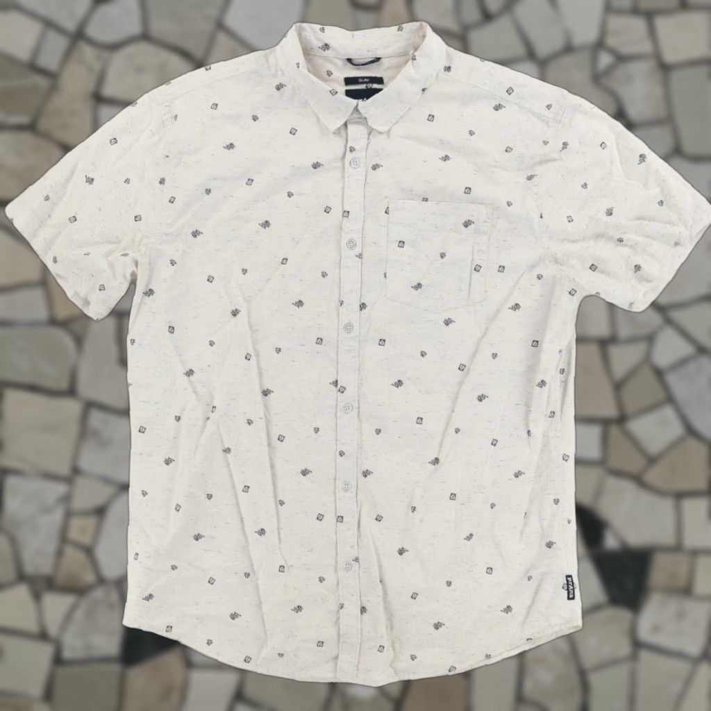 Prana Prana Organic Cotton All Over Print Button Up Shirt Ivory XL Men’s Shirt Men XL Ivory Organic Cotton All Over Print Button Up Shirt Prana Size US XL / EU 56 / 4 - 1 Thumbnail