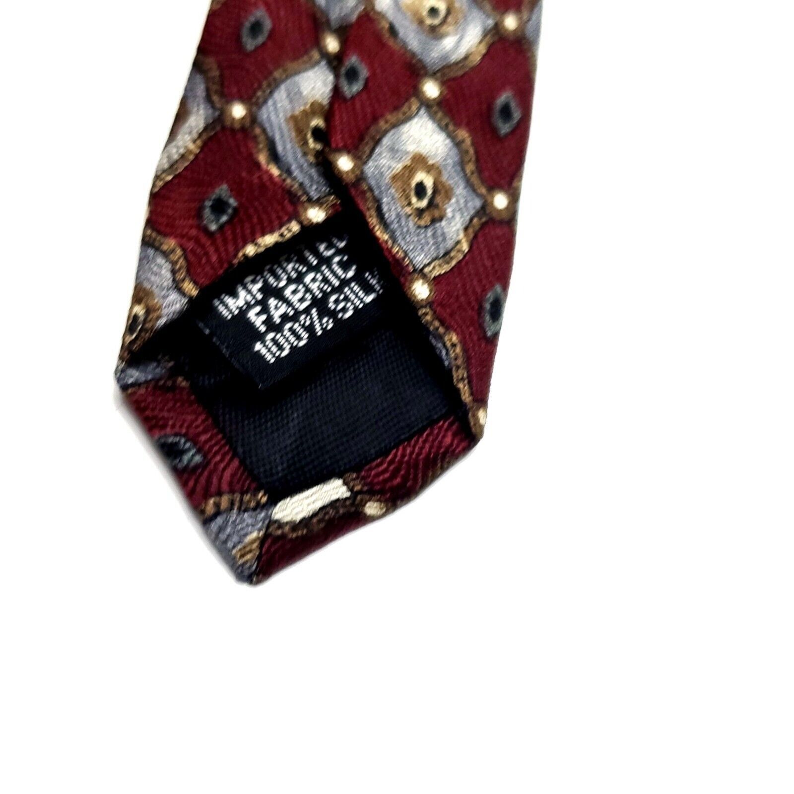 Vintage Geoffrey Been Silk Tie Red Print Geometric Wide Size ONE SIZE - 4 Thumbnail