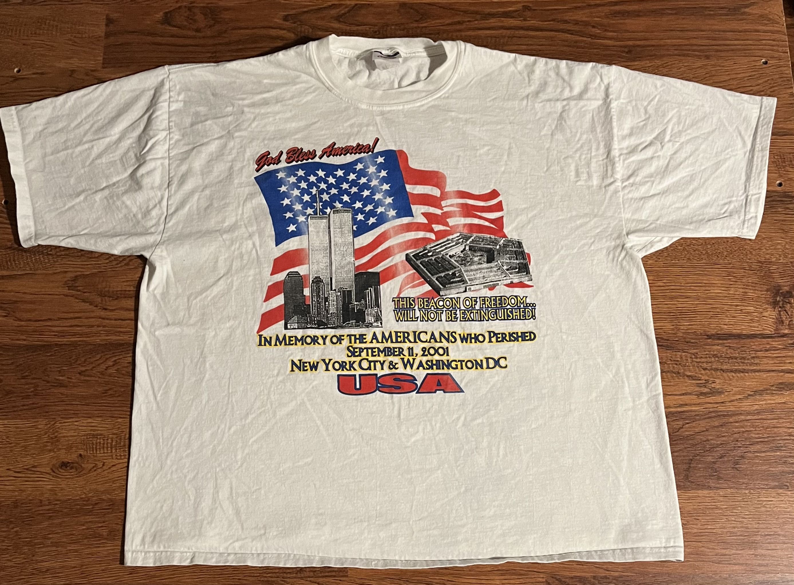 Other Vintage Jerzees 9/11 Memorial God Bless America Twin Towers Size US XL / EU 56 / 4 - 1 Thumbnail
