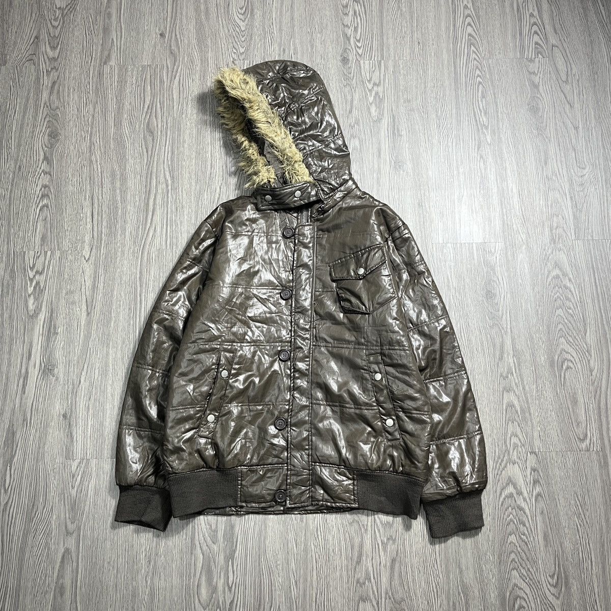 If Six Was Nine × Japanese Brand × Le Grande Bleu (L.G.B.) H.C.M HOMME - 2000's Style Fur Metalic Brown Bomber Jacket Size US L / EU 52-54 / 3 - 1 Thumbnail