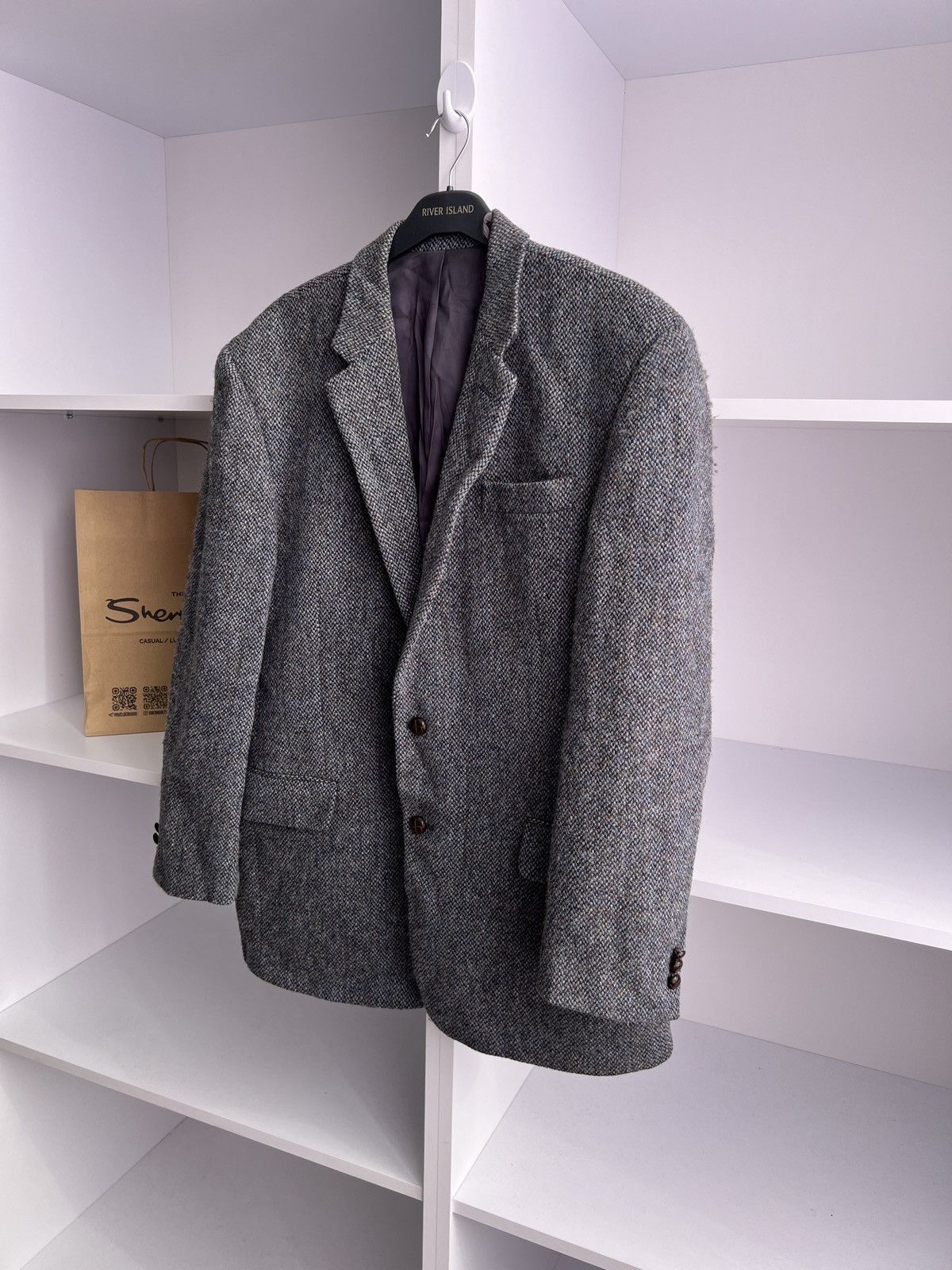 Harris Tweed × Vintage Vintage Harris Tweed Grey Blazer Size US L / EU 52-54 / 3 - 7 Thumbnail