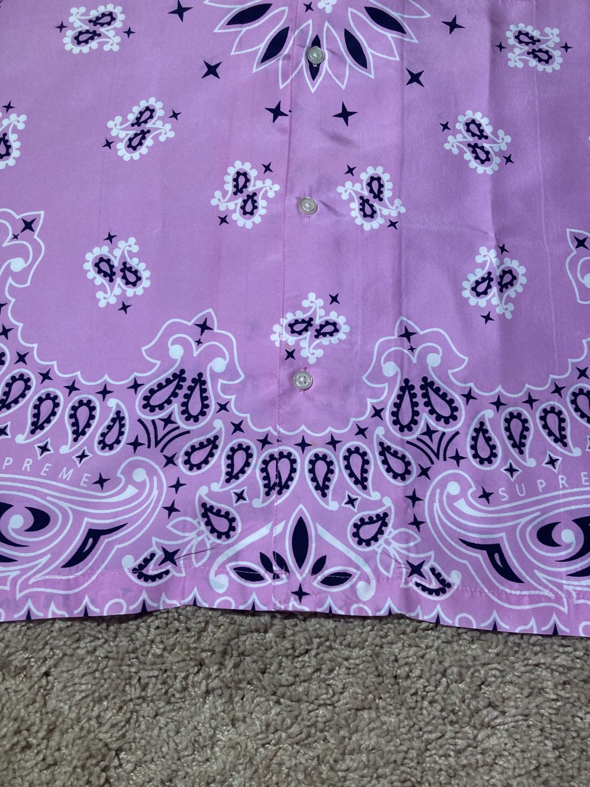 Supreme SS21 Supreme Silk Pink Bandana Button Up Shirt Pattern 2021 Size US XL / EU 56 / 4 - 5 Thumbnail
