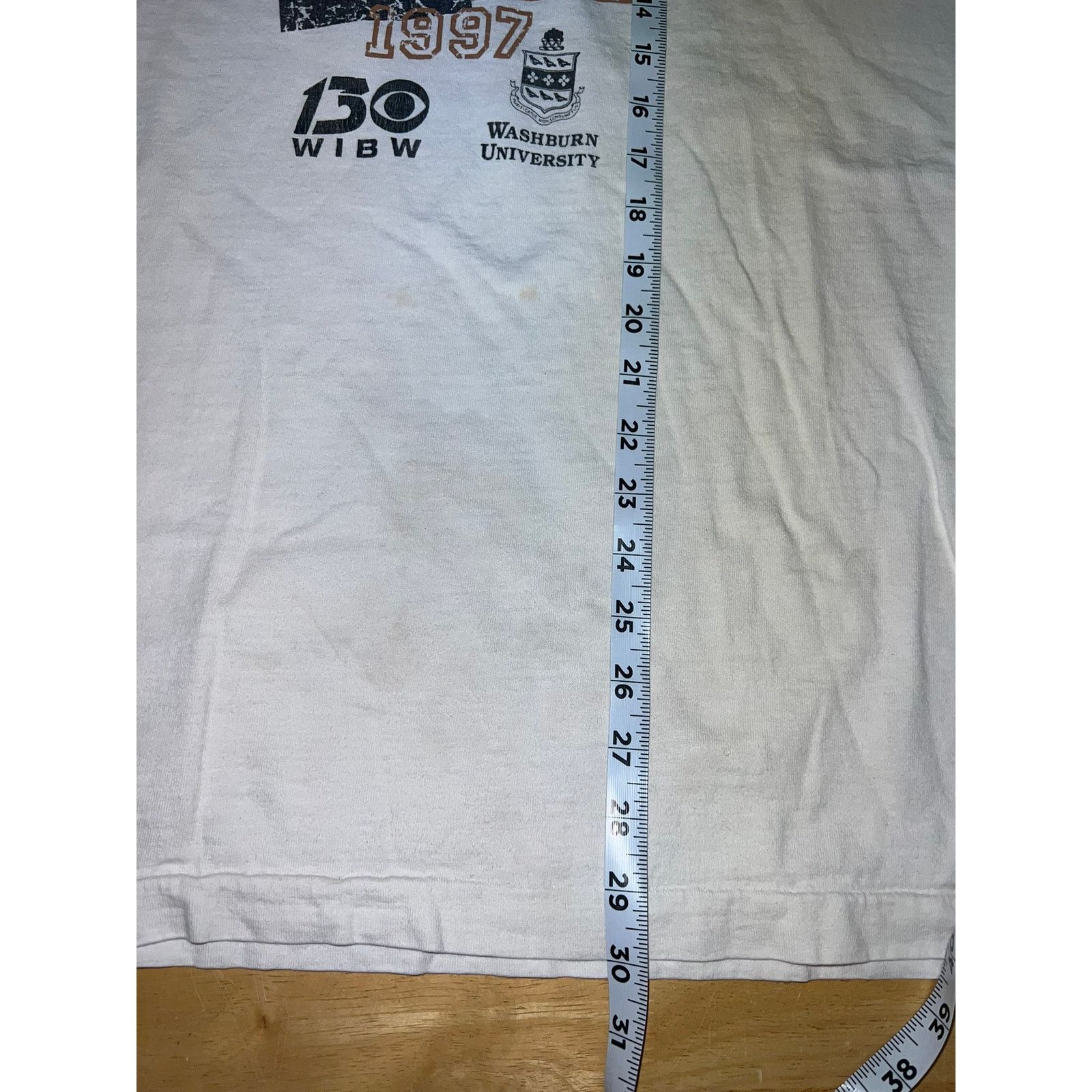 Fruit Of The Loom Vintage High Q Shirt 1997 Washburn University White Tee 90s Size US XL / EU 56 / 4 - 9 Thumbnail