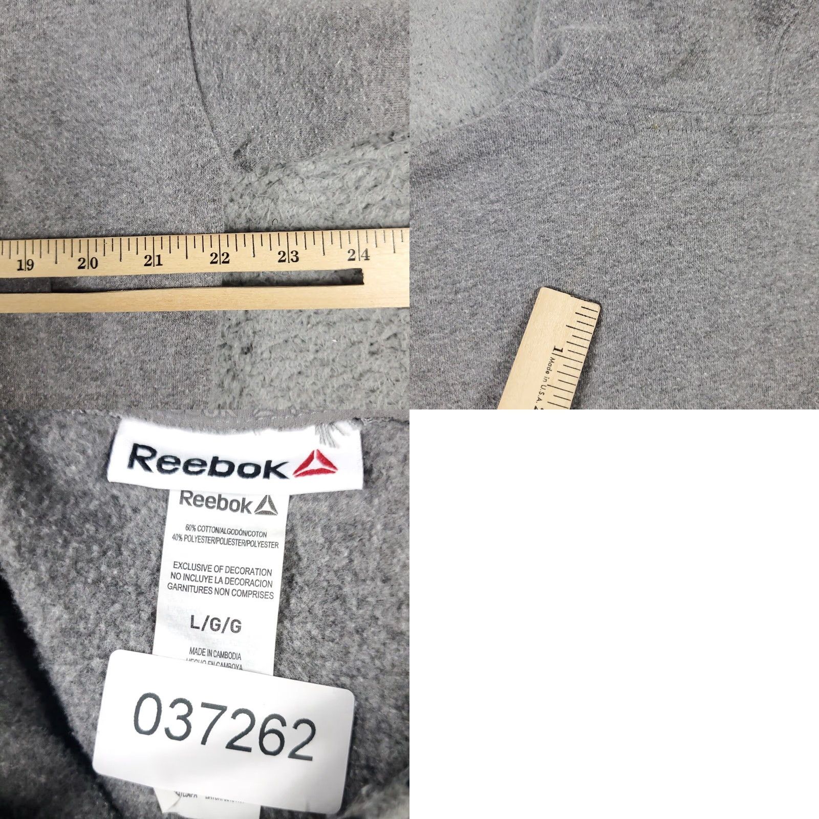 Reebok Reebok Pullover Hoodie Sweatshirt Womens Large Gray Cotton Blend Size L / US 10 / IT 46 - 8 Thumbnail