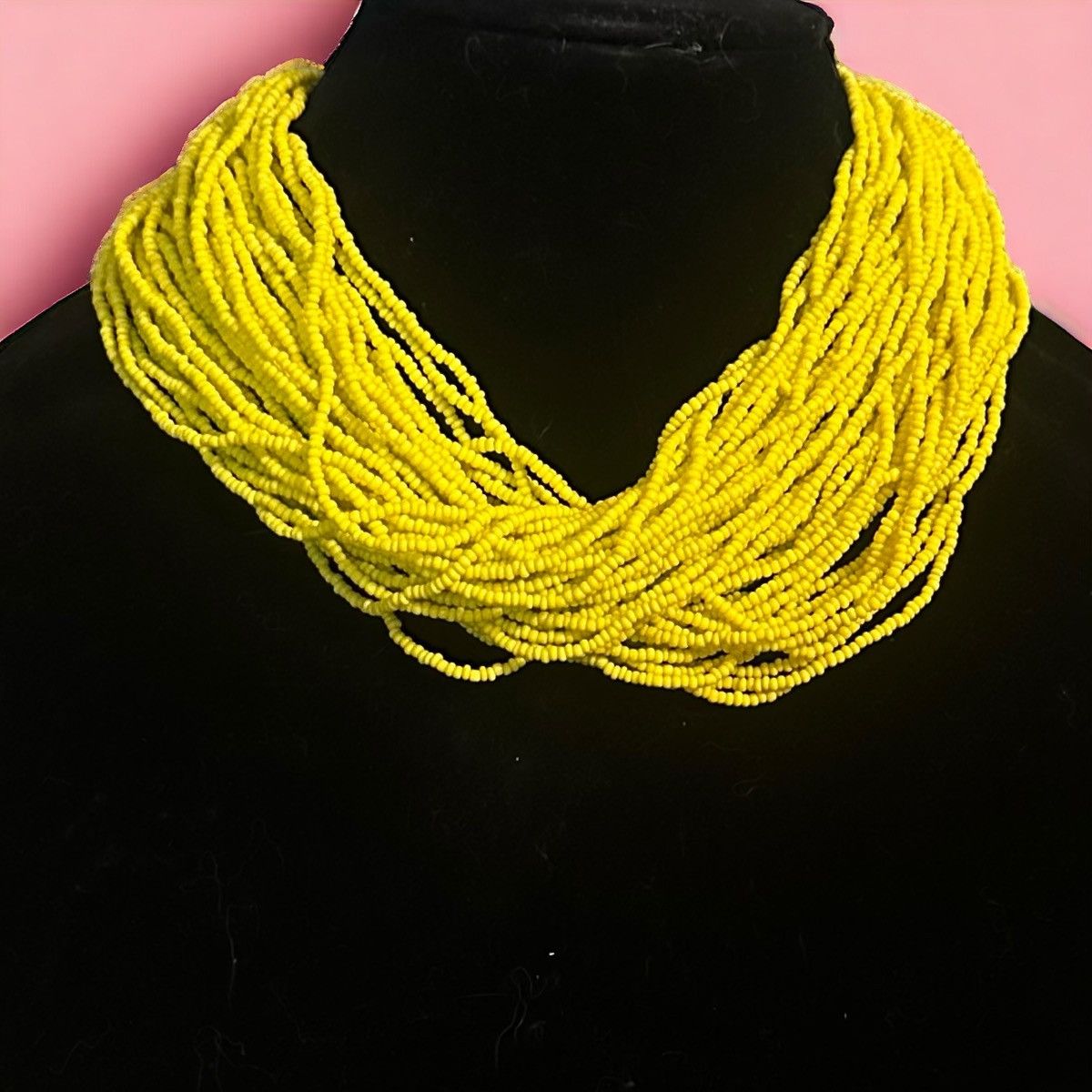 Other Chunky multi strand yellow seed bead collar necklace Size ONE SIZE - 1 Thumbnail