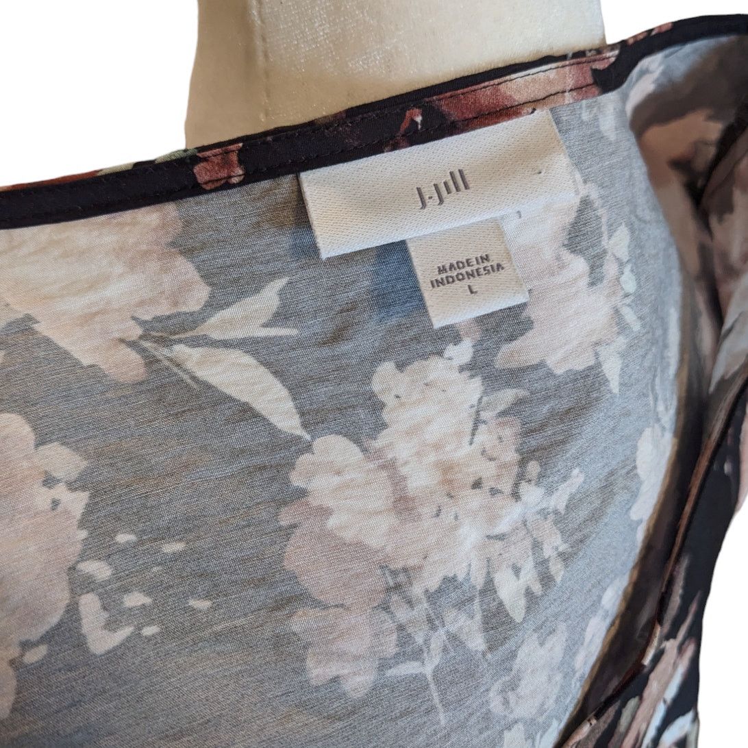 J. Jill J. Jill Floral Watercolor Blush Pink Brown Tunic Top Large Size L / US 10 / IT 46 - 5 Thumbnail