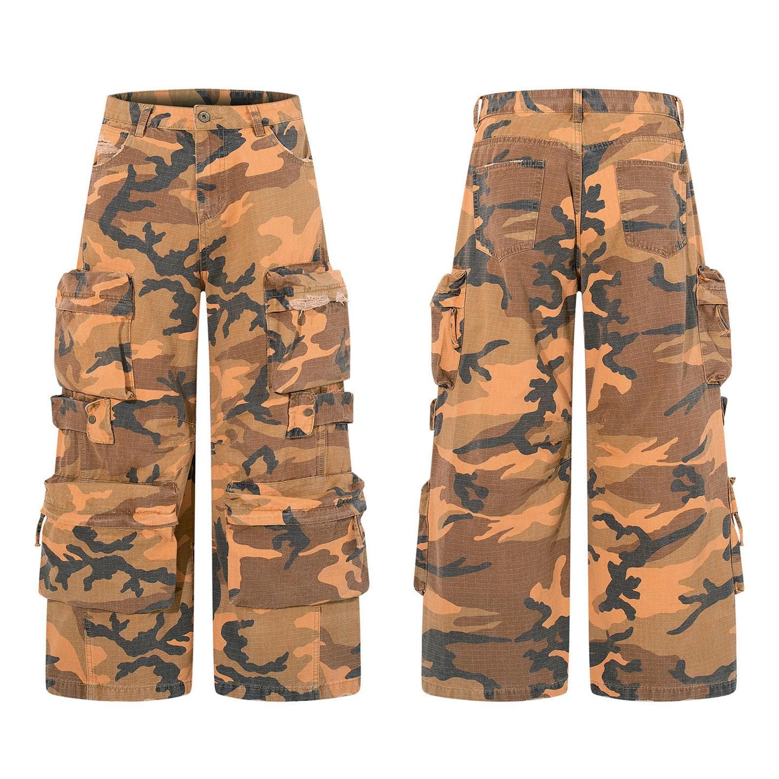Japanese Brand Brown Camouflage Cargo Pants, Relaxed Fit Utility Pants Size US 32 / EU 48 - 4 Thumbnail