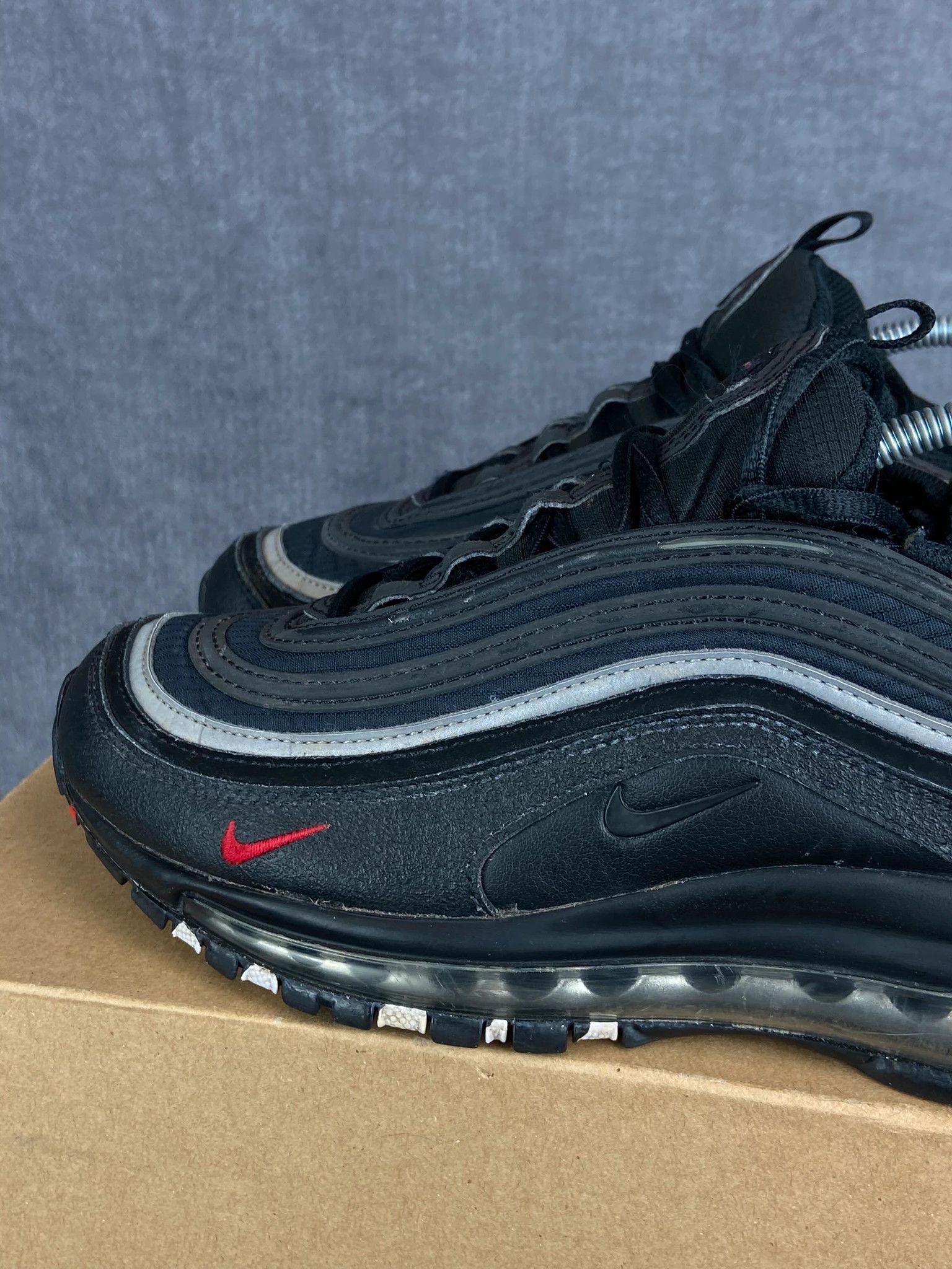 Nike Nike Air Max 97 black sneakers with red swoosh c Size US 6 / EU 39 - 3 Thumbnail