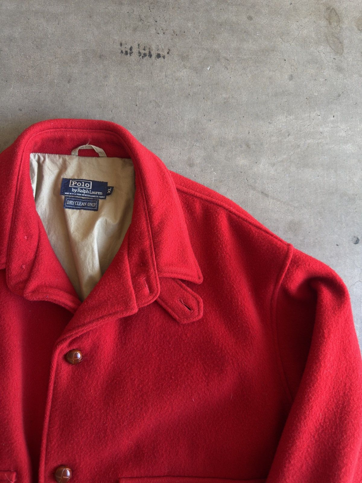 Polo Ralph Lauren Polo By Ralph Lauren 90's Red Melton Wool Bomber Size US XL / EU 56 / 4 - 4 Thumbnail