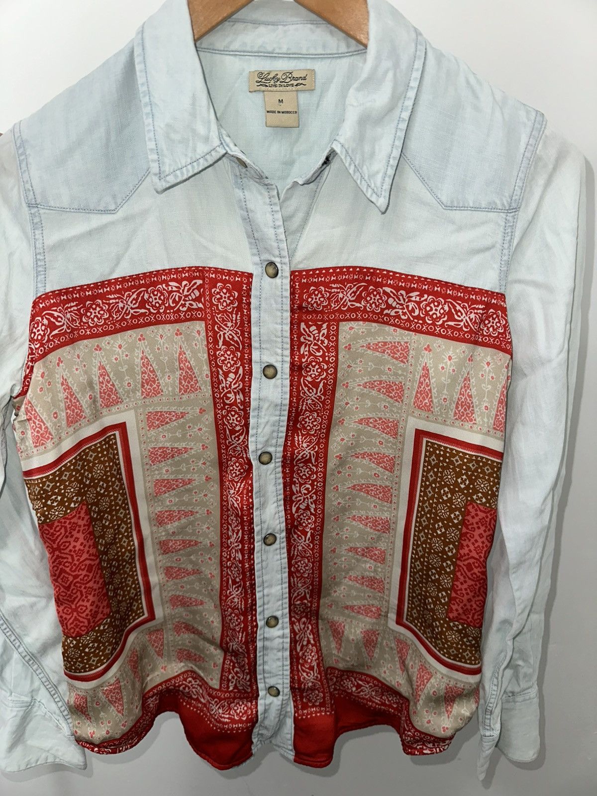 Lucky Brand Vintage Lucky Brand Western Dixie Chambray Boho print Blouse Size M / US 6-8 / IT 42-44 - 2 Thumbnail