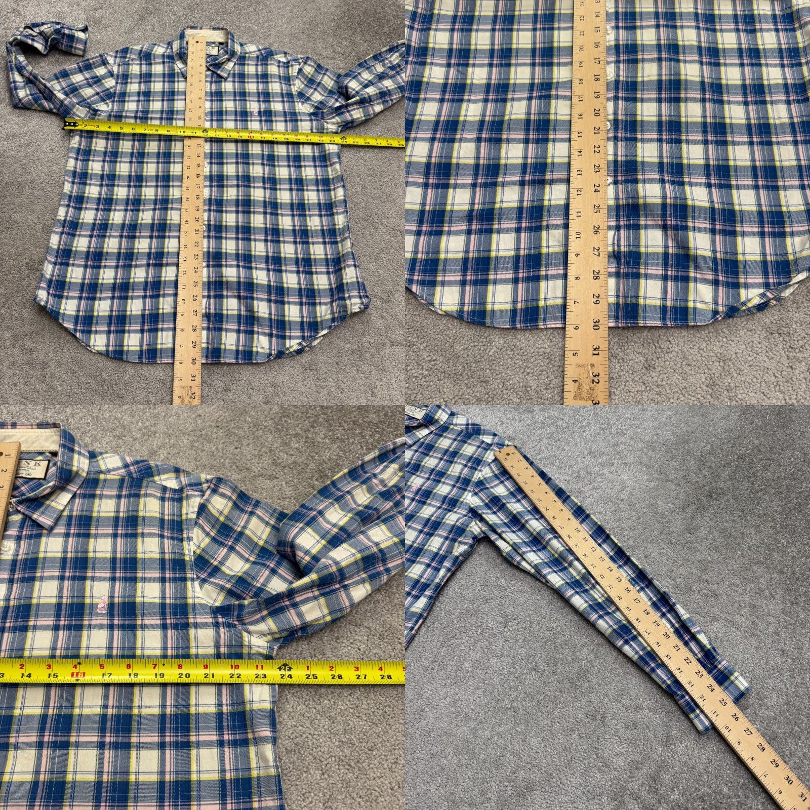 Pinko Thomas Pink Button-Down Shirt Mens XL Blue Plaid Classic Fit Long Sleeve Cotton Shirt Size US XL / EU 56 / 4 - 9 Thumbnail