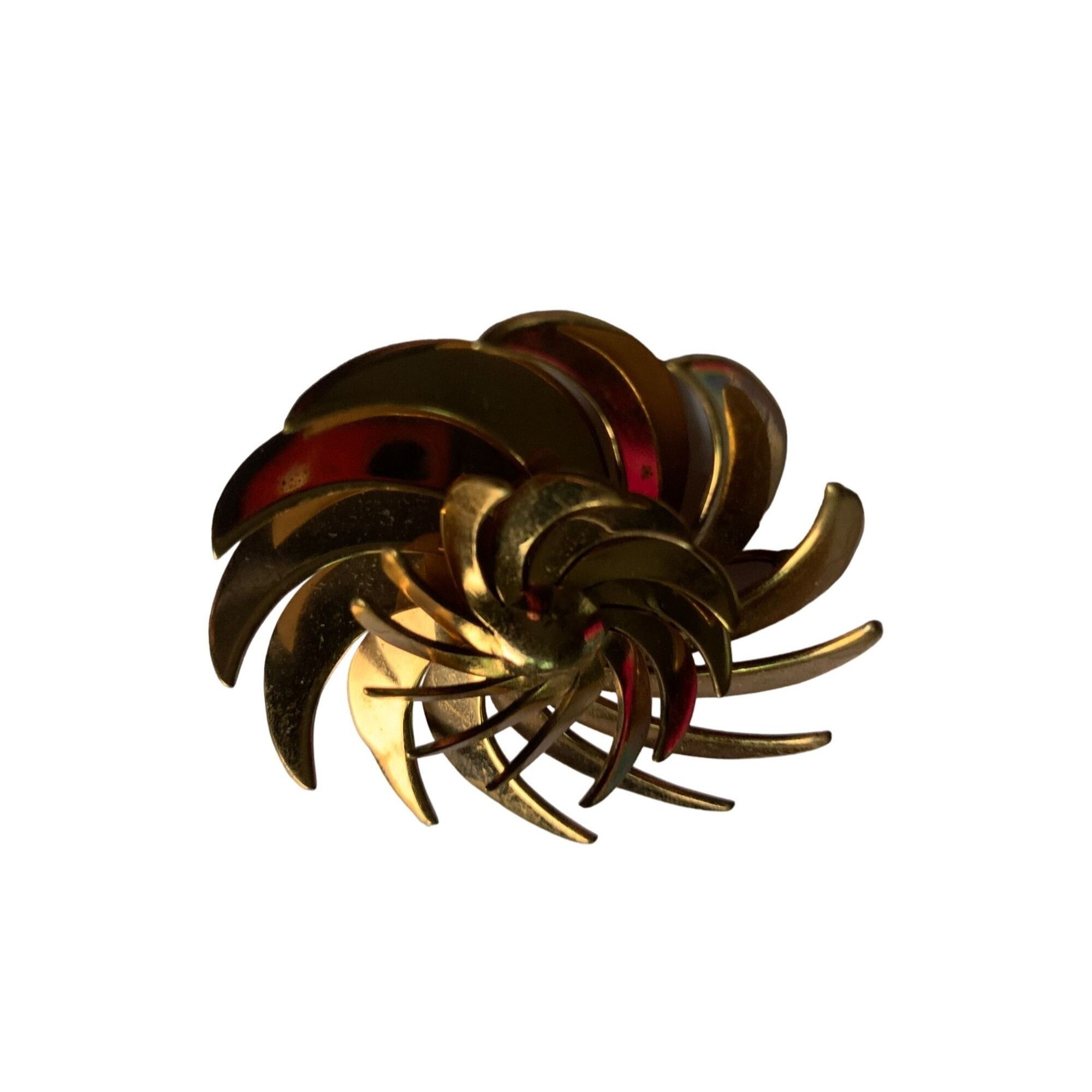 Other Vintage Handmade Gold Toned Pinwheel Swirl Brooch/Pin Size ONE SIZE - 7 Thumbnail