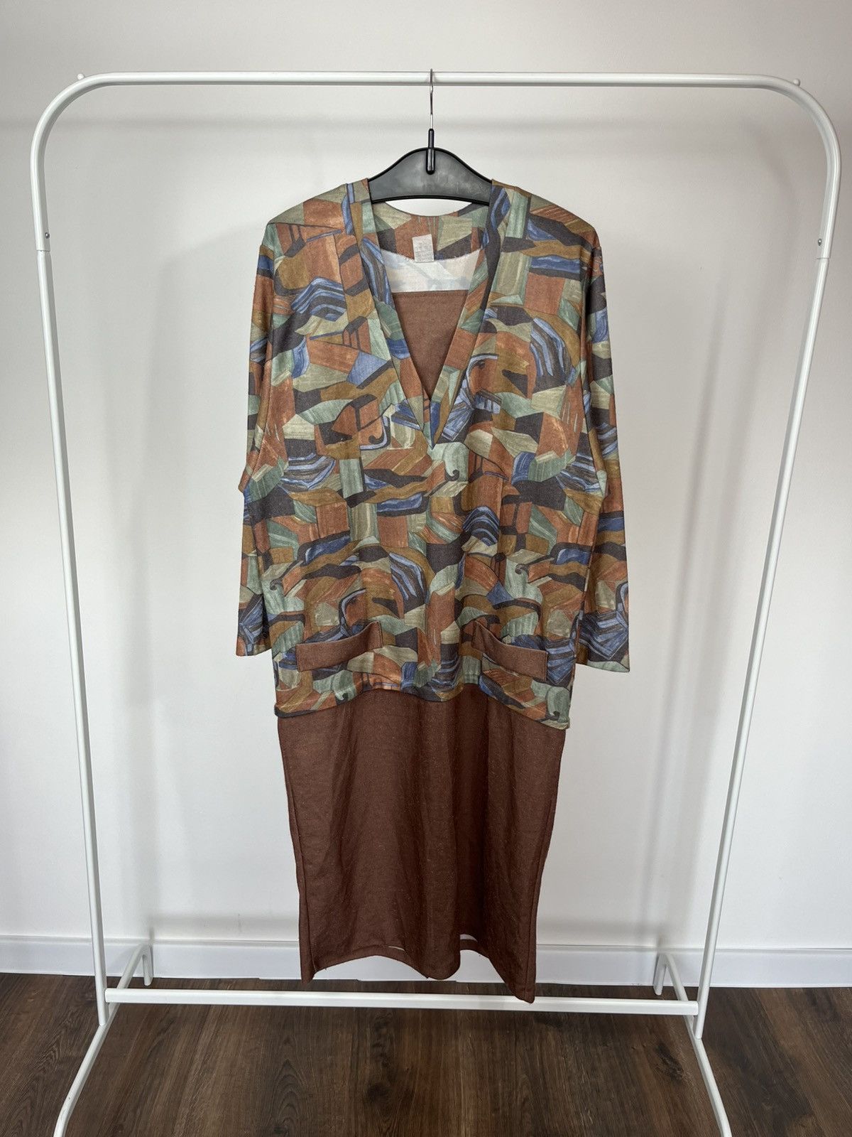 Other Vintage Abstract Dress Angora Blend Made in France Maxi 52 Size L / US 10 / IT 46 - 1 Thumbnail