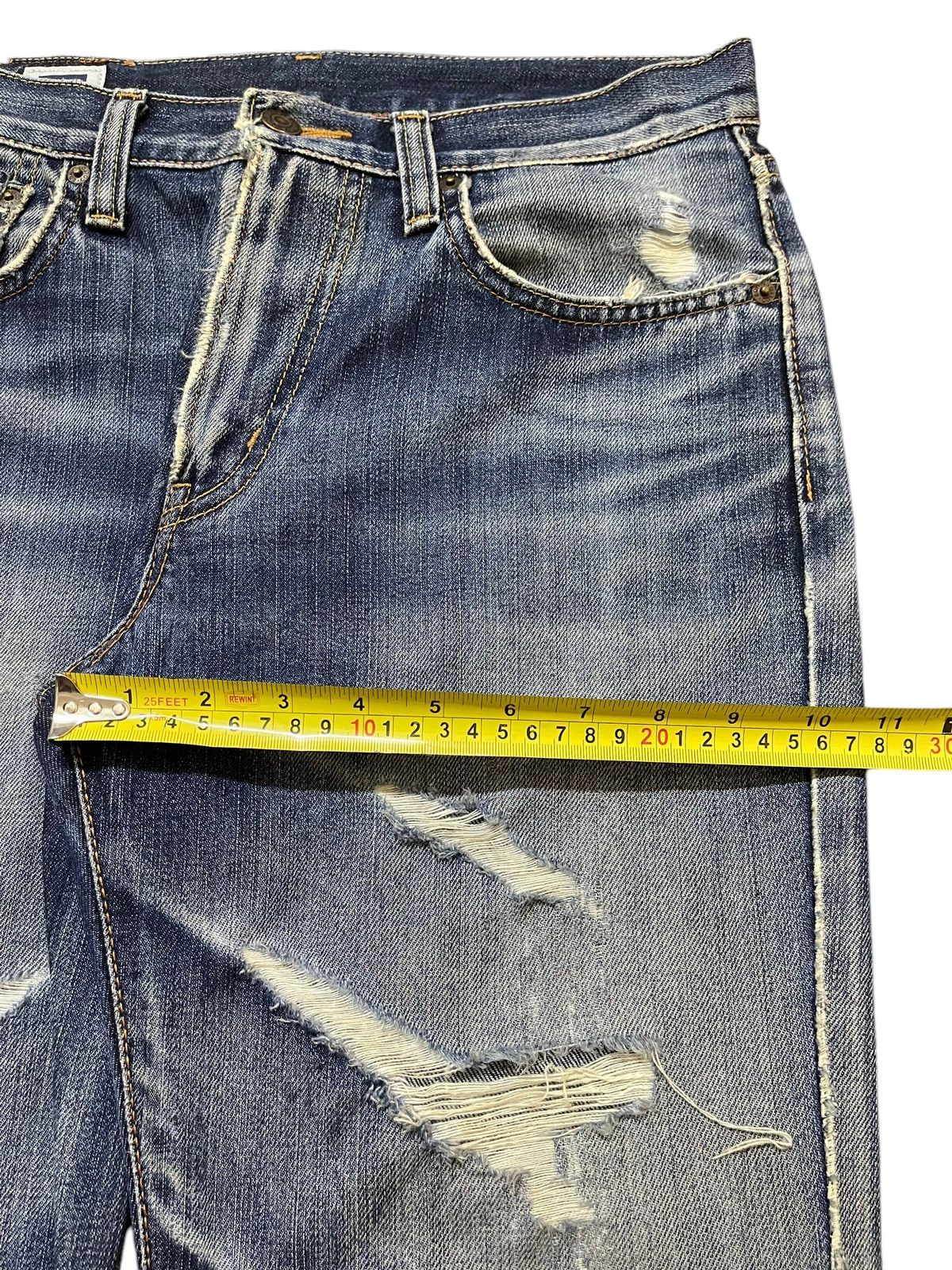 Edwin Vintage Edwin 402 Blue Faded Wash Distress Style Jeans Size US 30 / EU 46 - 15 Thumbnail
