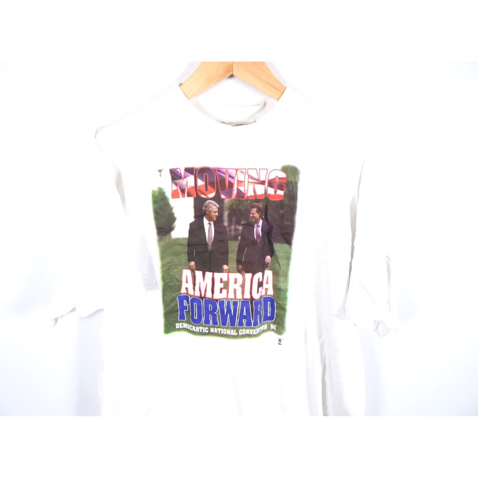 Vintage VINTAGE Clinton Gore Campaign T-Shirt Men's 2XL White Graphic Print 90s VTG 1996 1990s City Patriotic Retro Clothing Size US XXL / EU 58 / 5 - 4 Thumbnail