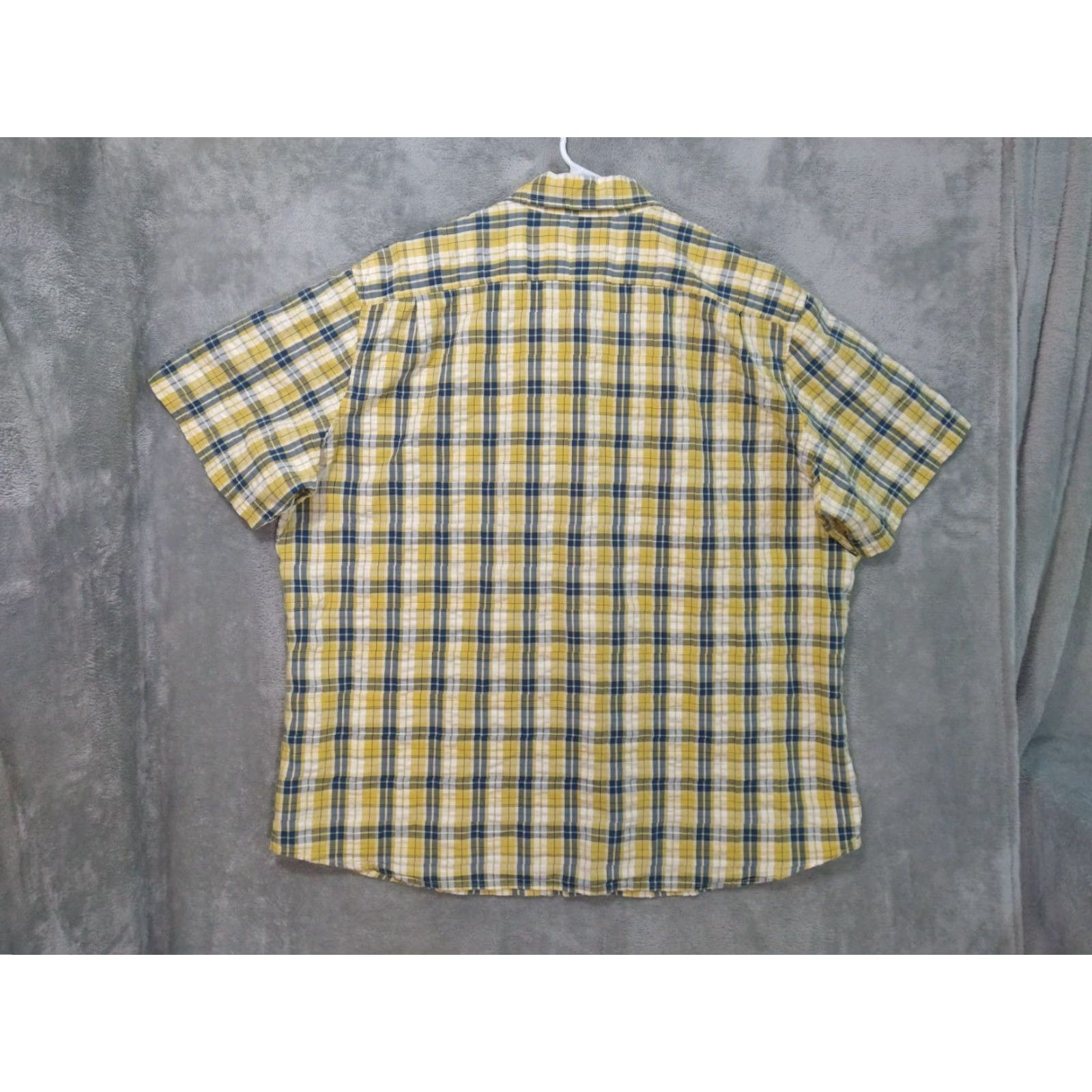 Vintage L.L. Bean Shirt Mens 2XL Yellow Seersucker Organic Cotton Plaid Slightly Fitted Size US XXL / EU 58 / 5 - 2 Thumbnail