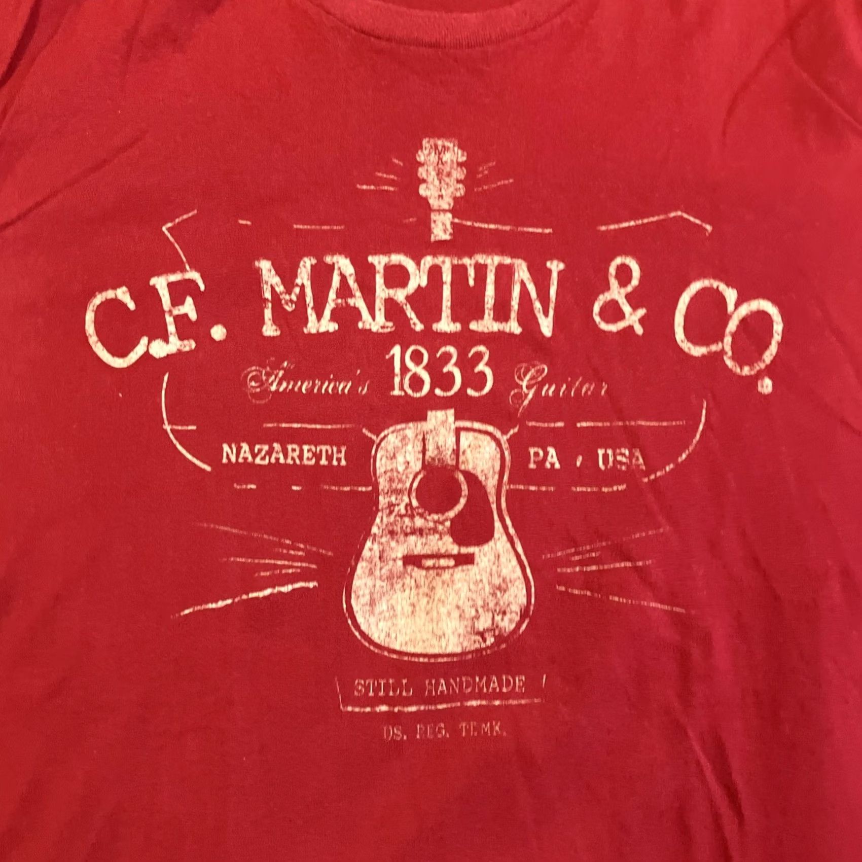 Next Level C.F. Martin Guitar's Classic Logo T Shirt - Men - M - Red - Short Sleeve - Next Level Size US M / EU 48-50 / 2 - 2 Thumbnail