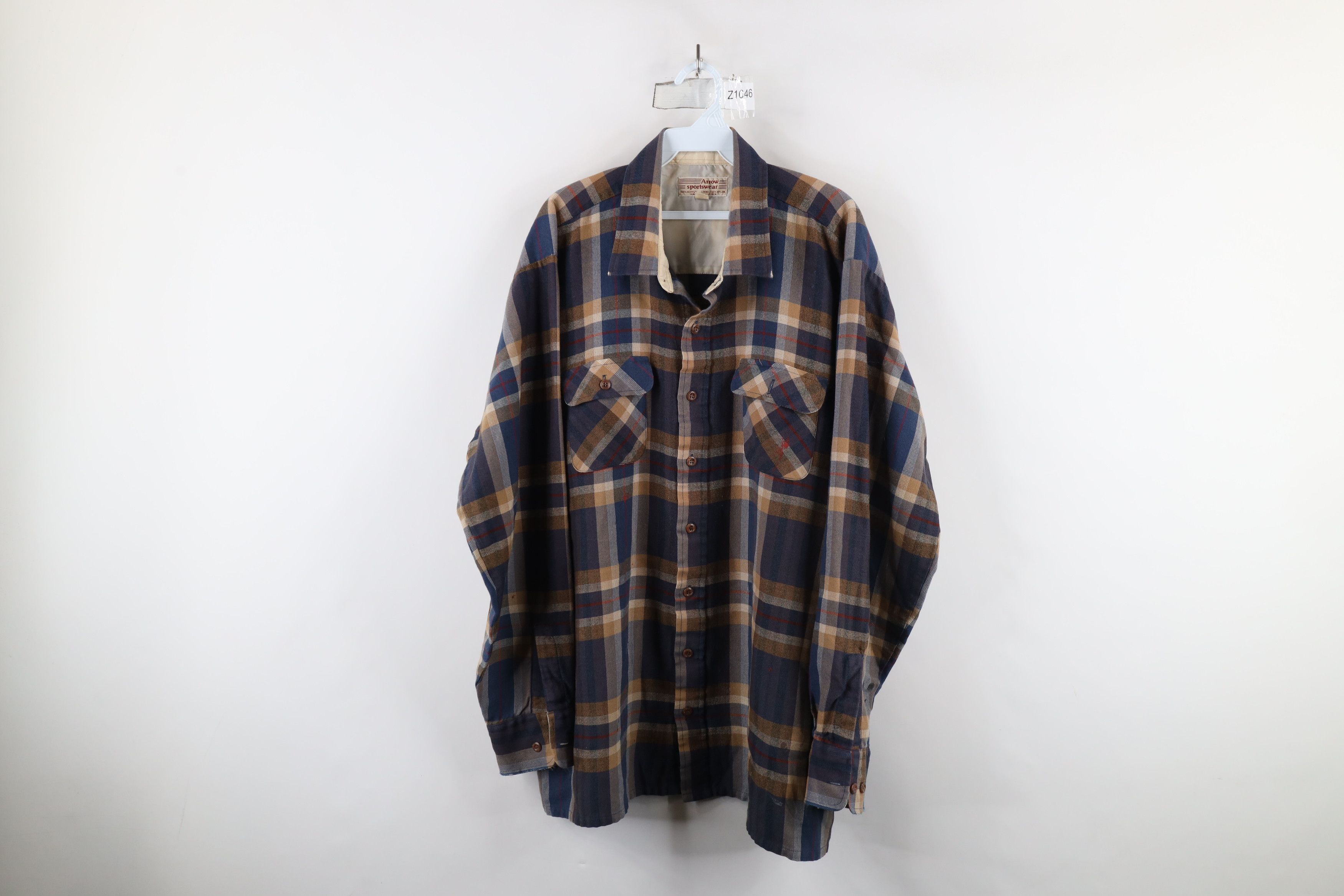 Vintage Vintage 70s 80s Distressed Knit Collared Button Shirt Plaid Size US XXL / EU 58 / 5 - 1 Thumbnail