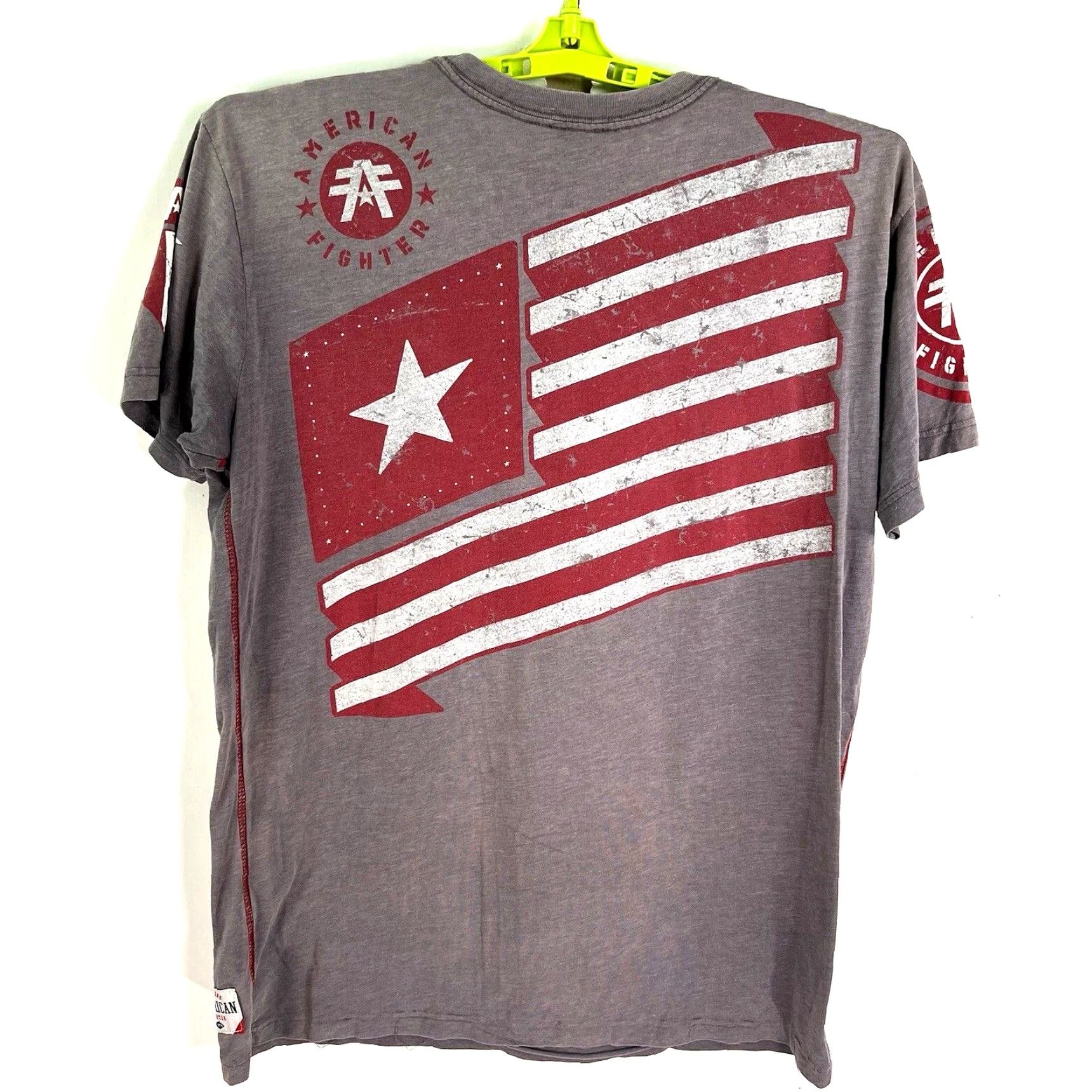 Affliction Affliction Shirt Mens XL Gray American Fighter 74 AOP Flag Crew Neck Short Sleeve Graphic Print Logo Vintage: No Size US XL / EU 56 / 4 - 7 Thumbnail