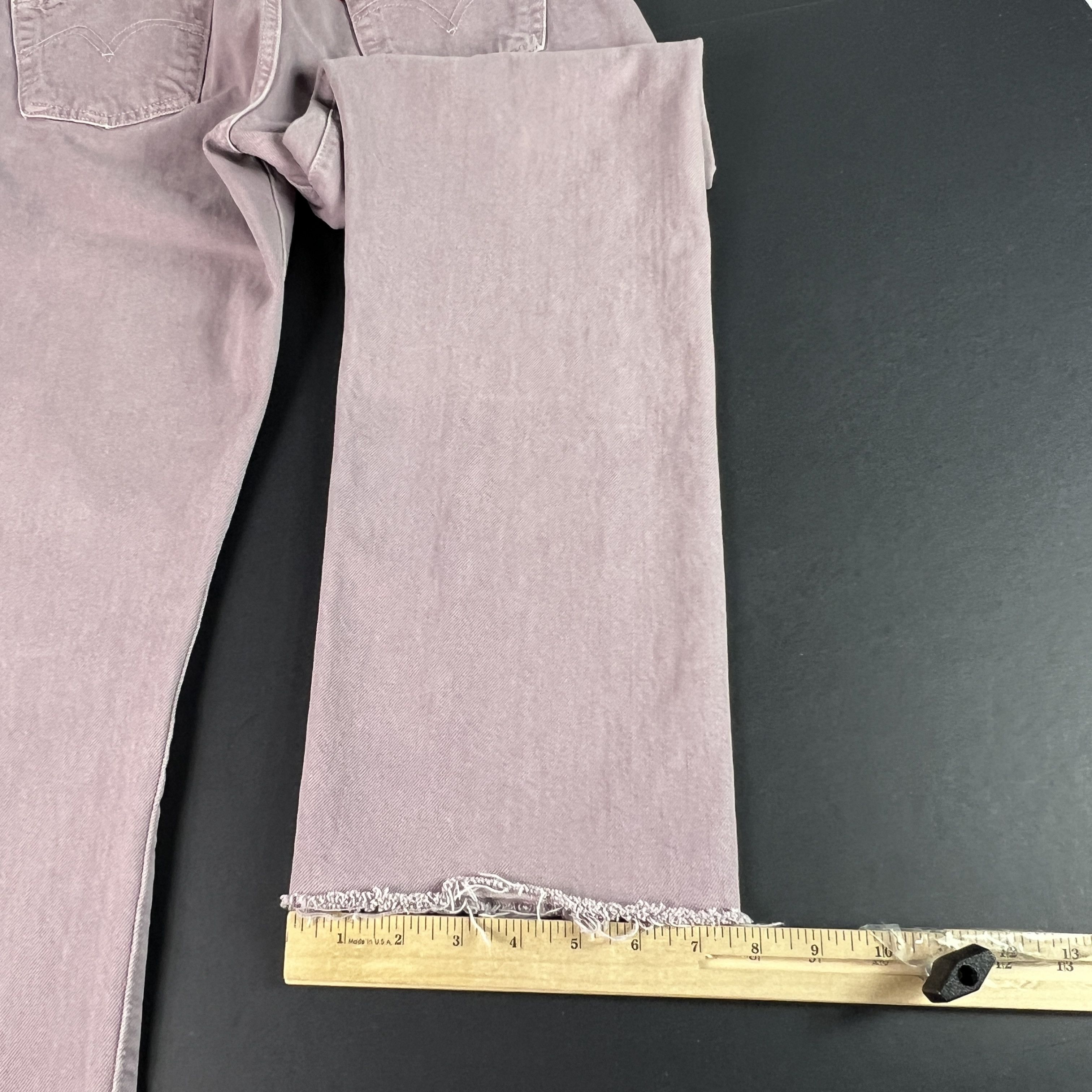 Levi's Y2K Levis Jeans Mid Rise Ankle Straight Purple Raw Hem Denim Size 29" - 17 Thumbnail