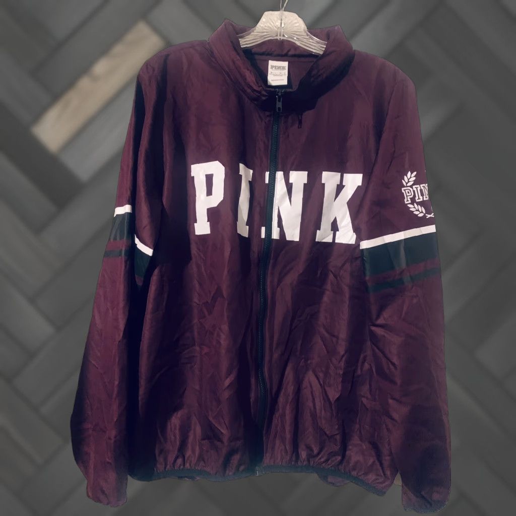 Pinko PINK Victoria Secret Full Zip Windbreaker Jacket Maroon Medium/ Large Size M / US 6-8 / IT 42-44 - 1 Thumbnail
