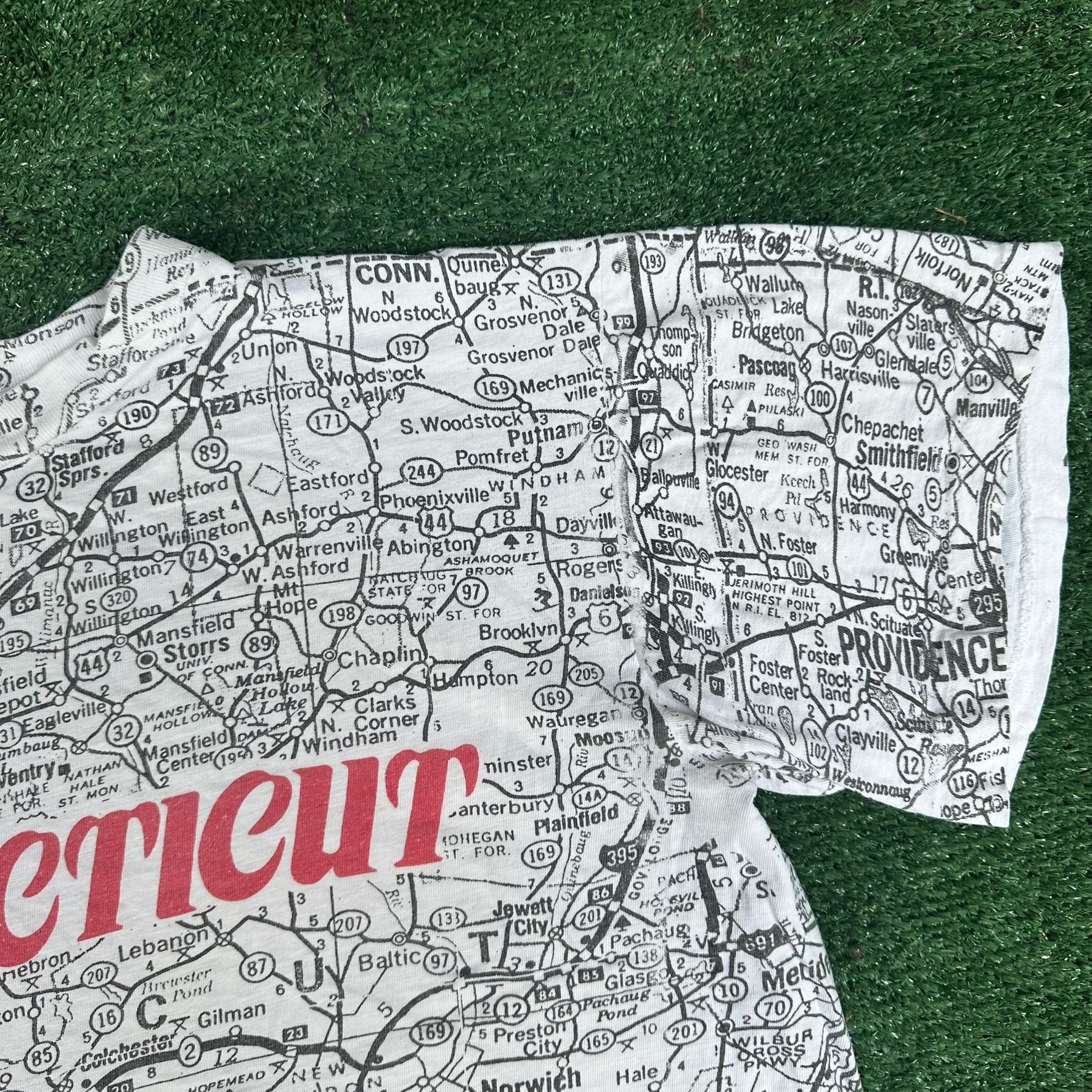 Vintage Vintage 90s Connecticut Road Map AOP T-Shirt White L Single Size US L / EU 52-54 / 3 - 4 Thumbnail