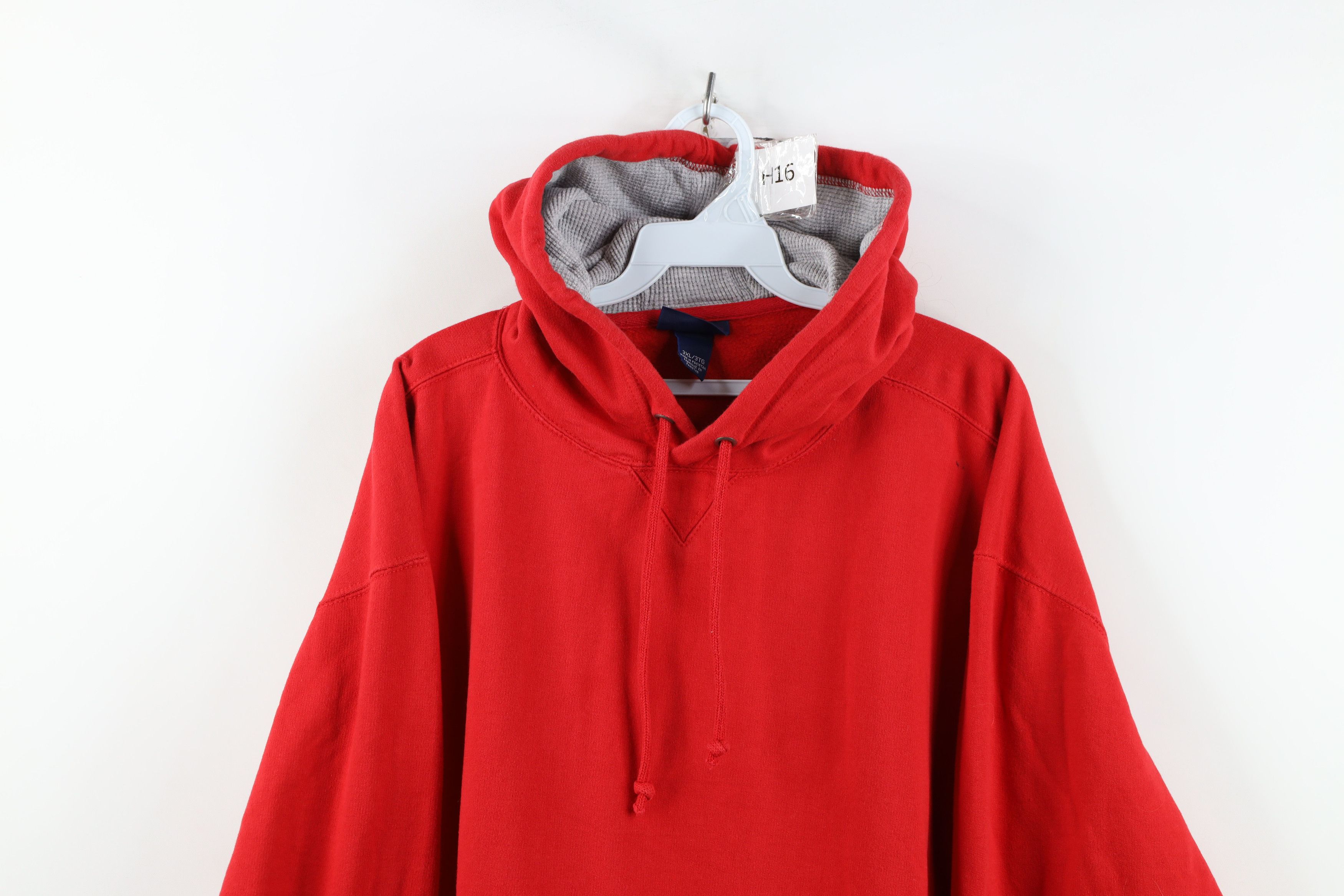 Vintage Vintage 90s Y2K Blank Heavyweight Hoodie Sweatshirt Red Size US XXL / EU 58 / 5 - 2 Thumbnail