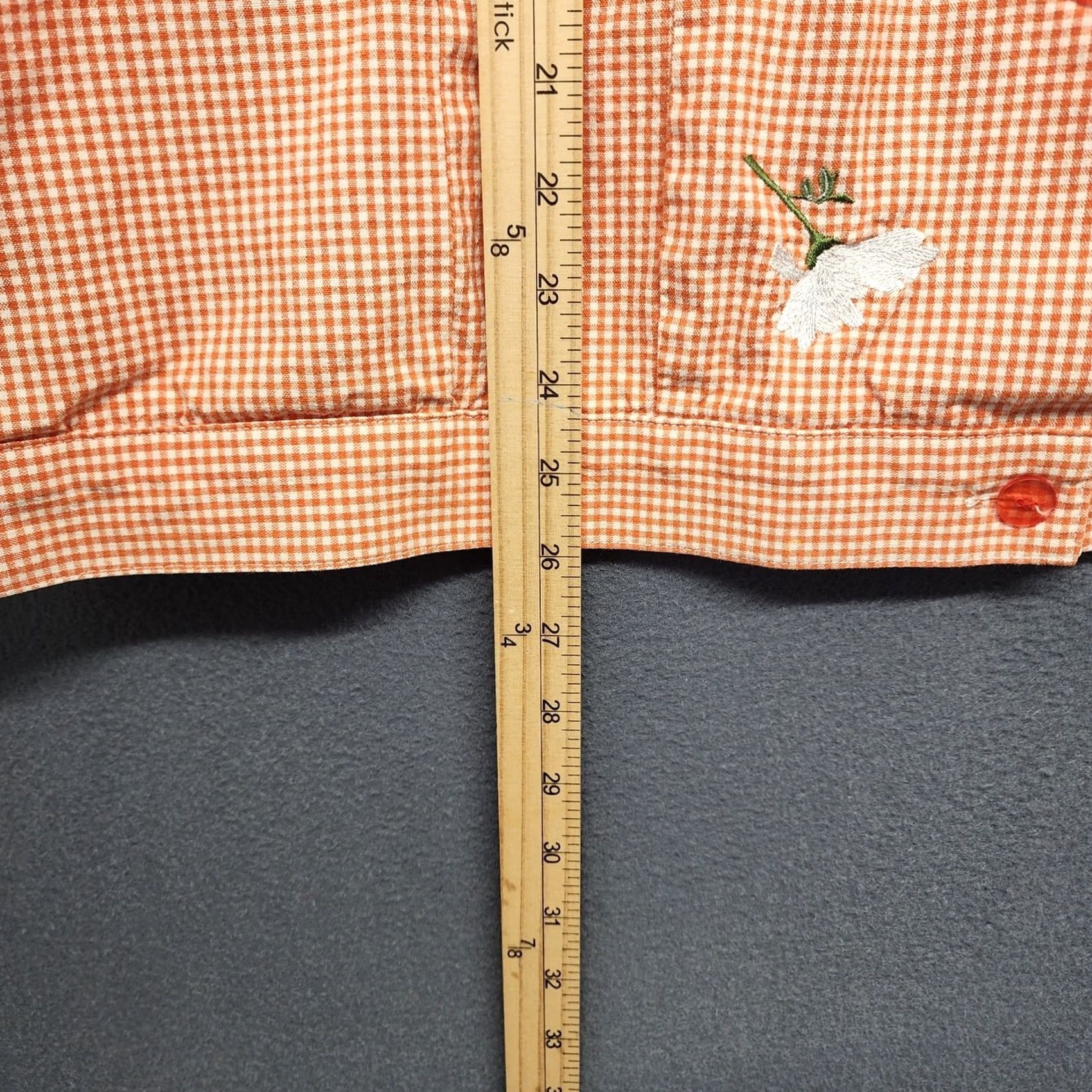 Quacker Factory VINTAGE The Quacker Factory Top Womens 1X Orange Check Floral Embroidered Country Cottage Long Sleeve Button Up Womens Size XL / US 12-14 / IT 48-50 - 6 Thumbnail