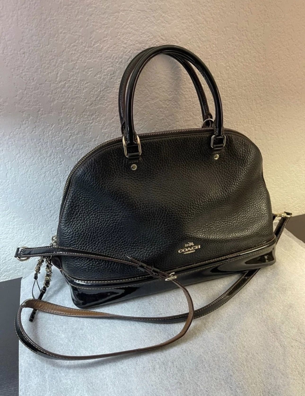 Coach Coach Sierra domed leather large satchel bag in black Size ONE SIZE - 2 Thumbnail