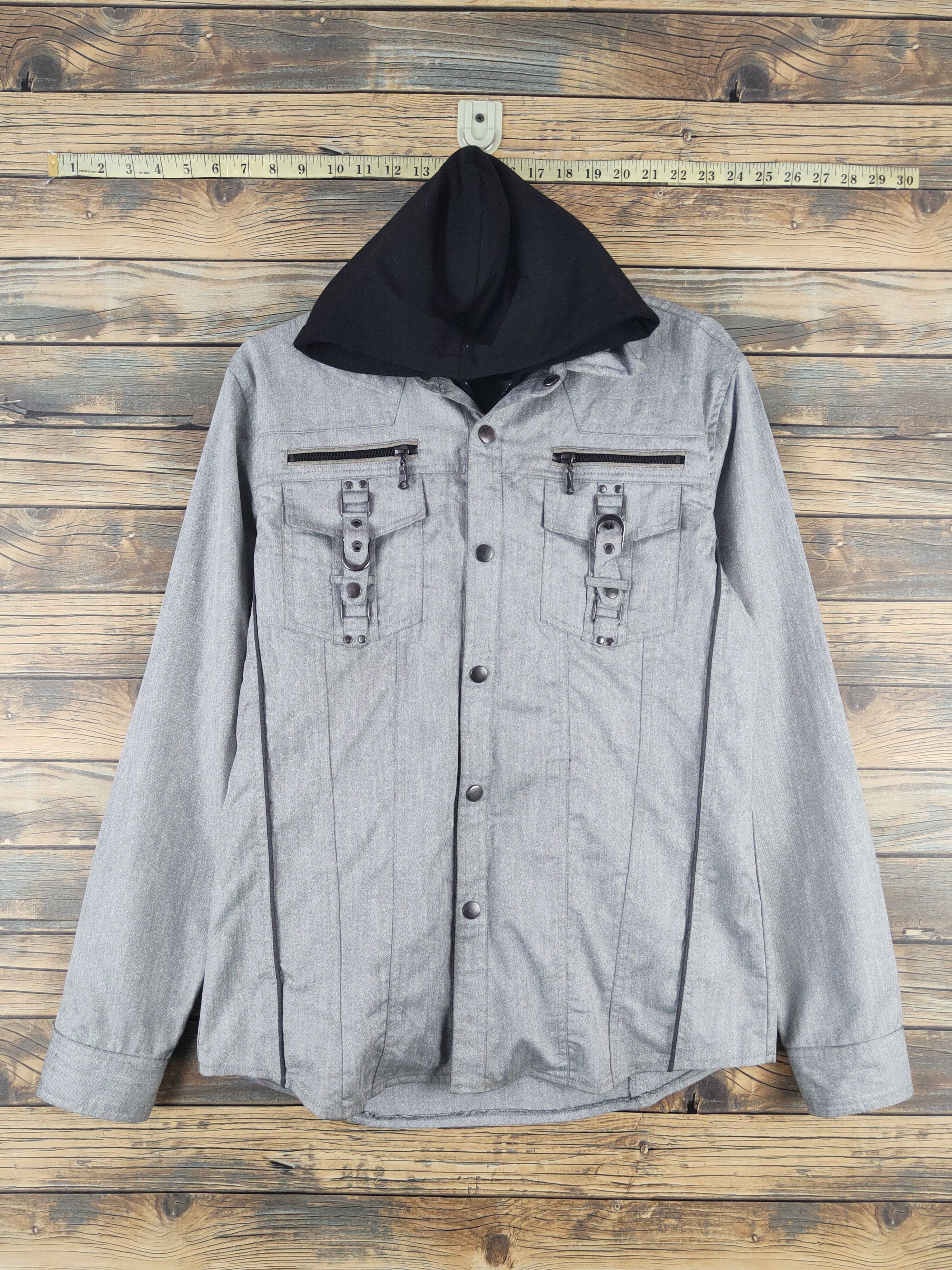 semanticdesign Semantic Design Gray Black Hoodie Button Up Shirts #W2251 Size US L / EU 52-54 / 3 - 1 Thumbnail