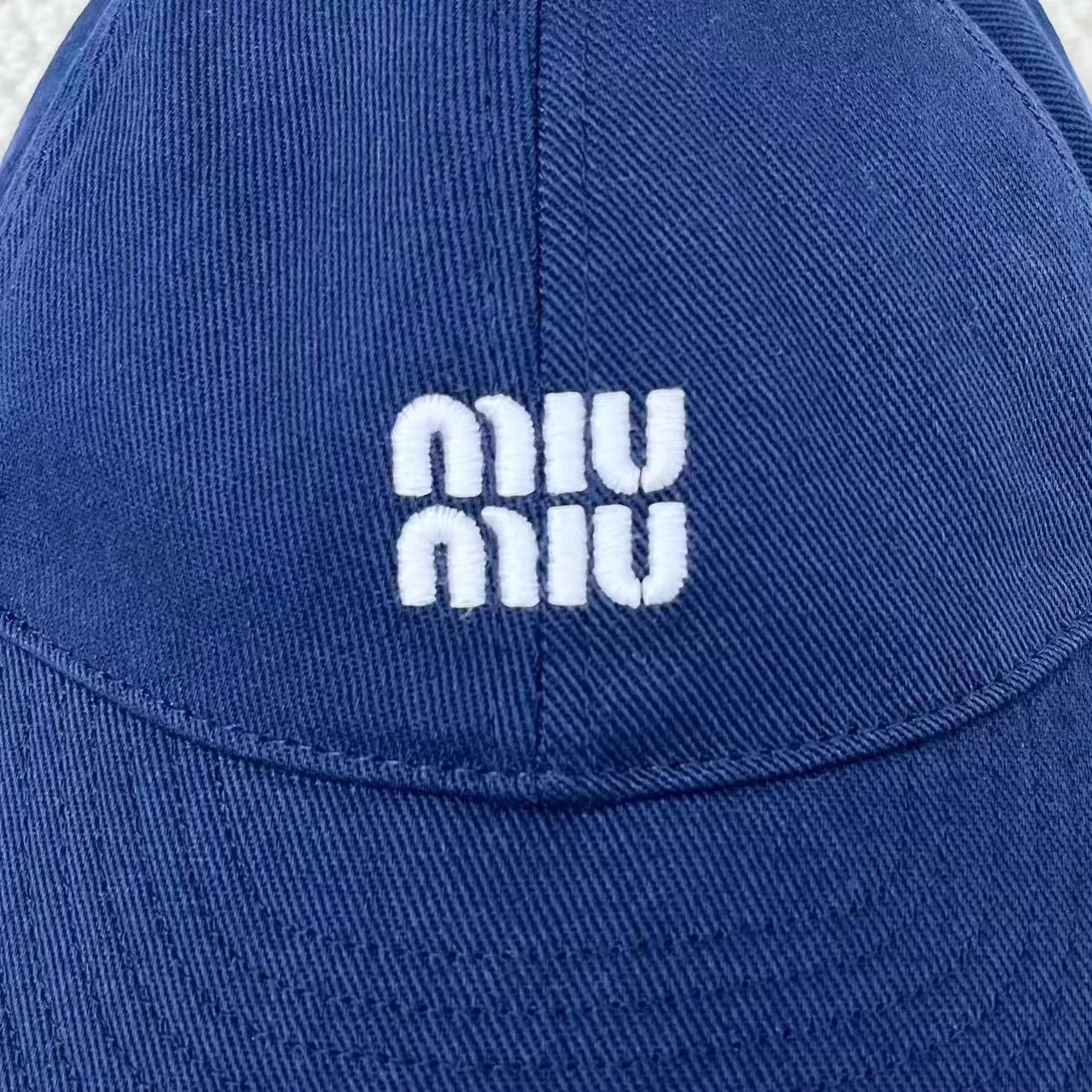 Miu Miu Miu Miu Navy Stripe Embroidered Logo Baseball Cap L Size ONE SIZE - 3 Thumbnail