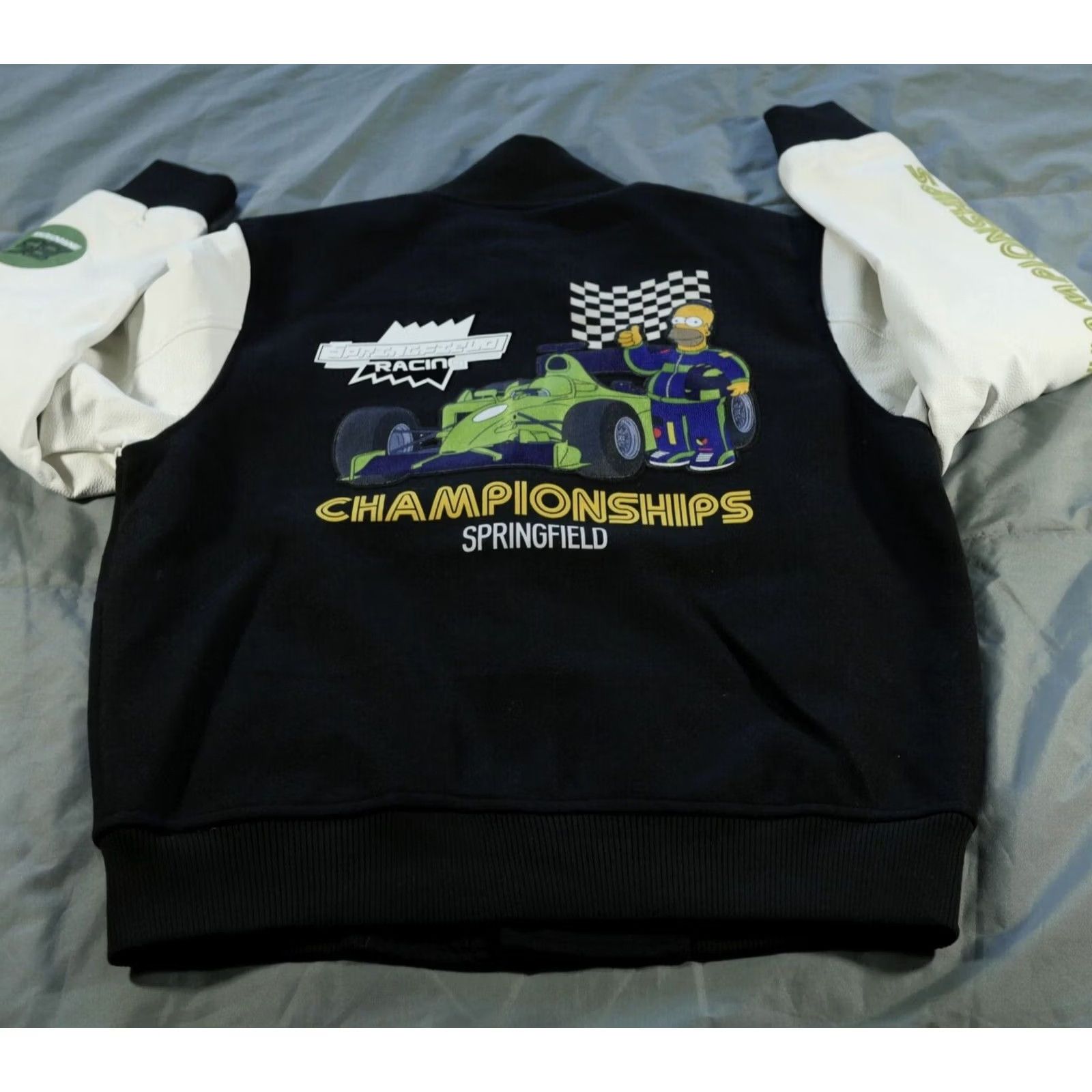 Vintage The Simpsons Jacket Mens Large Black Varsity Bomber Zip Big Letter Freeze Homer Bart Logo Pocket Size US L / EU 52-54 / 3 - 3 Thumbnail