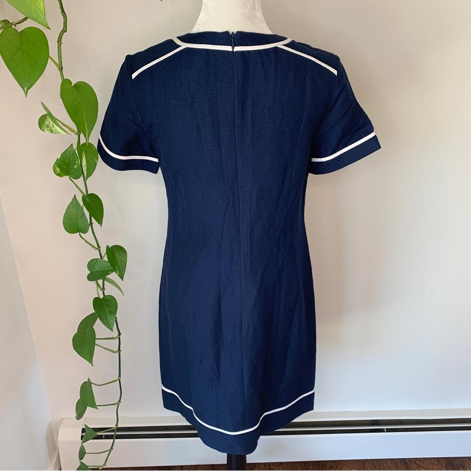 Banana Republic Banana Republic Navy Blue Dress with White Accents Size S / US 4 / IT 40 - 3 Thumbnail