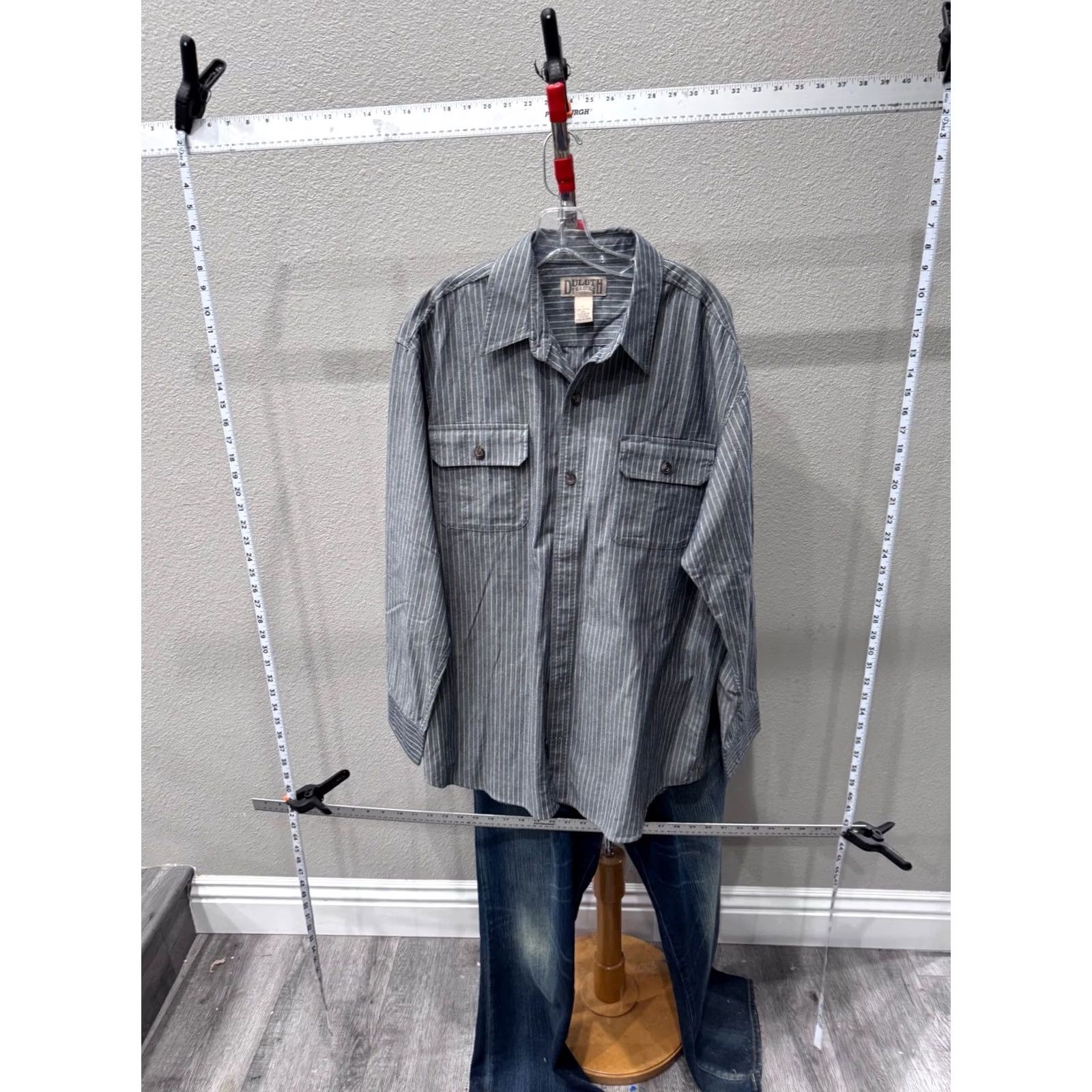 CO Duluth Trading Co Shirt LONG SLEEVE Stripe Denim Large L Mens Size US L / EU 52-54 / 3 - 3 Thumbnail