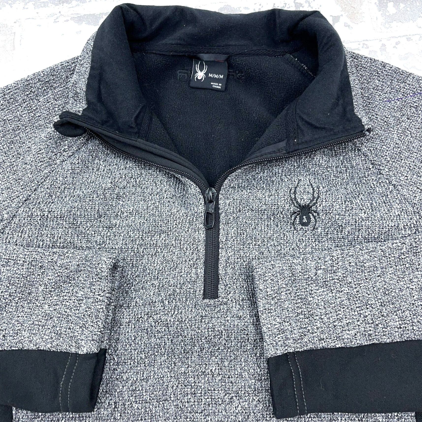 Spyder Spyder Jacket Men M Gray Black Pullover Thermal Waffle Knit A08 Zip Stand-Up 1/4 Zip All Seasons Pockets Logo Outdoor Ski Womens? Size US M / EU 48-50 / 2 - 2 Thumbnail