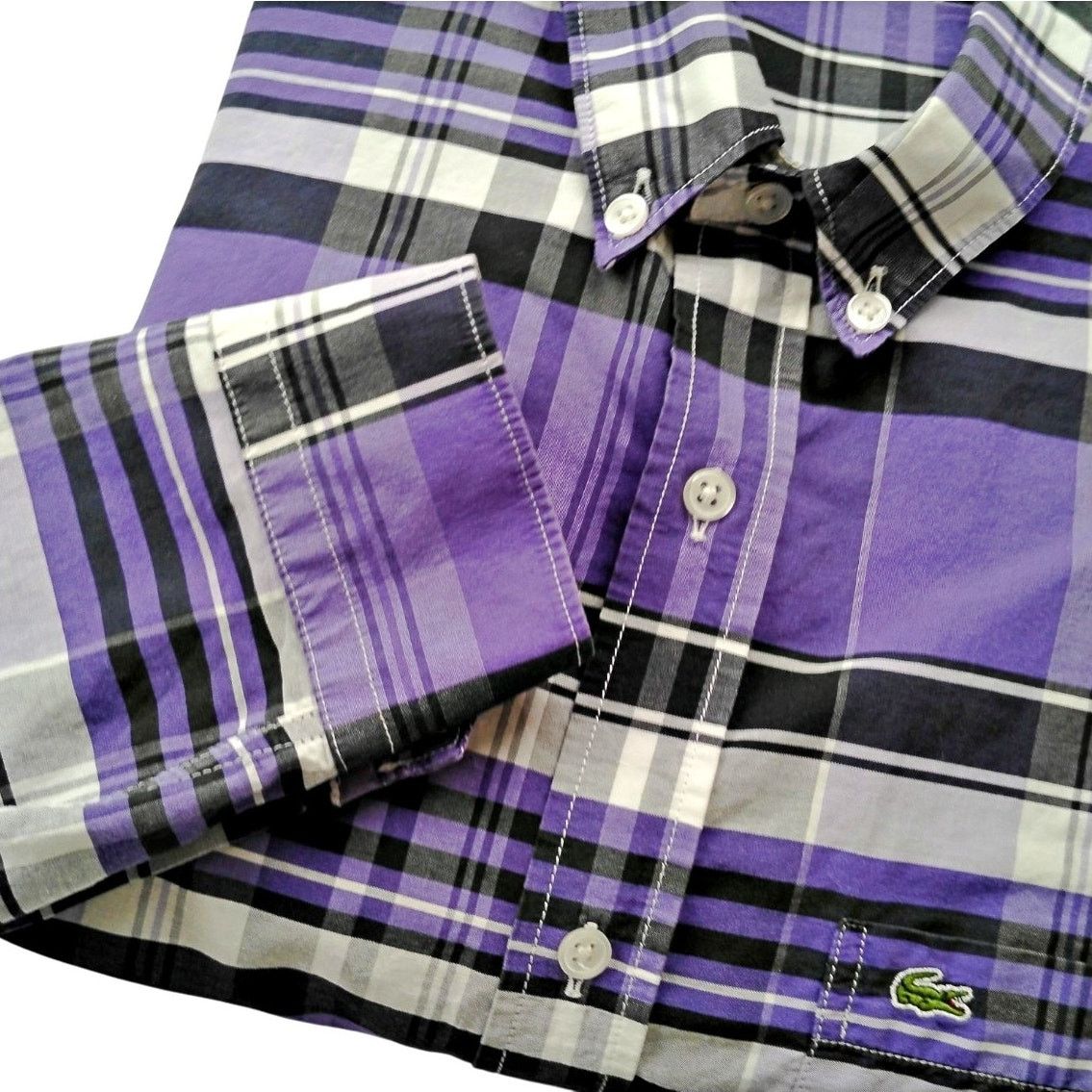 Lacoste Lacoste Live Skinny Fit Purple Plaid Button Down Shirt Size US L / EU 52-54 / 3 - 1 Thumbnail