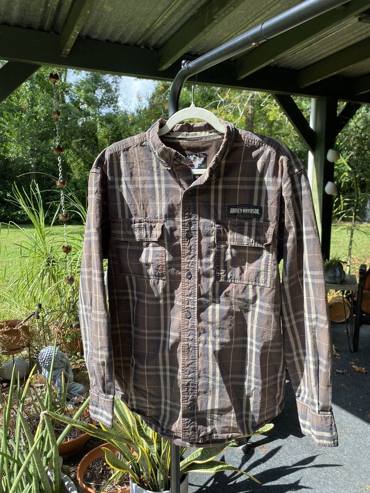 Harley Davidson Brown Plaid Harley Embroidered Button Down Flannel Large Size US L / EU 52-54 / 3 - 2 Thumbnail