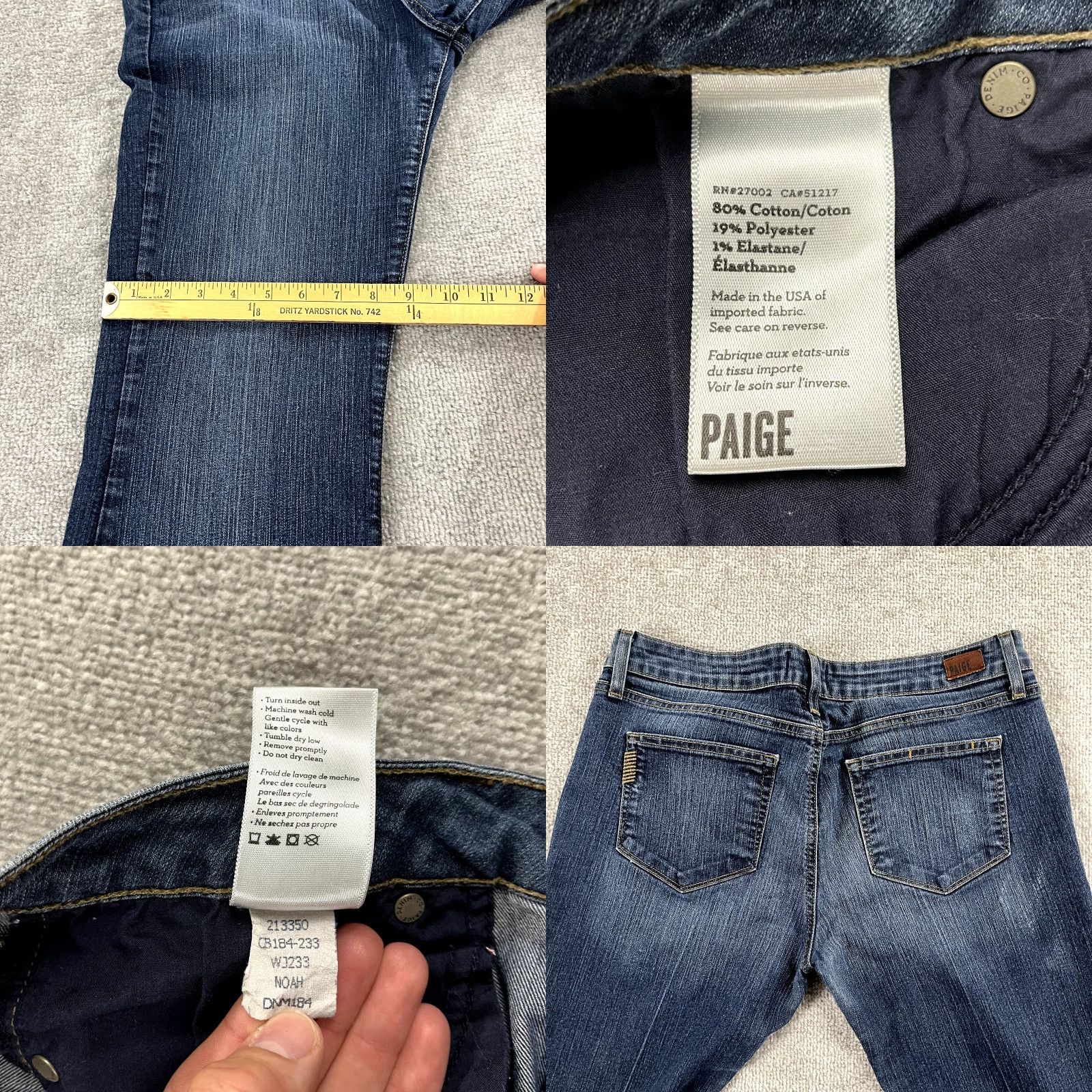 Paige PAIGE Jeans Women Size 32 Noah Flared Blue Denim Stretch Mid Rise 5-Pocket Jeans Womens Size 24" / US 00 / IT 34 - 8 Thumbnail