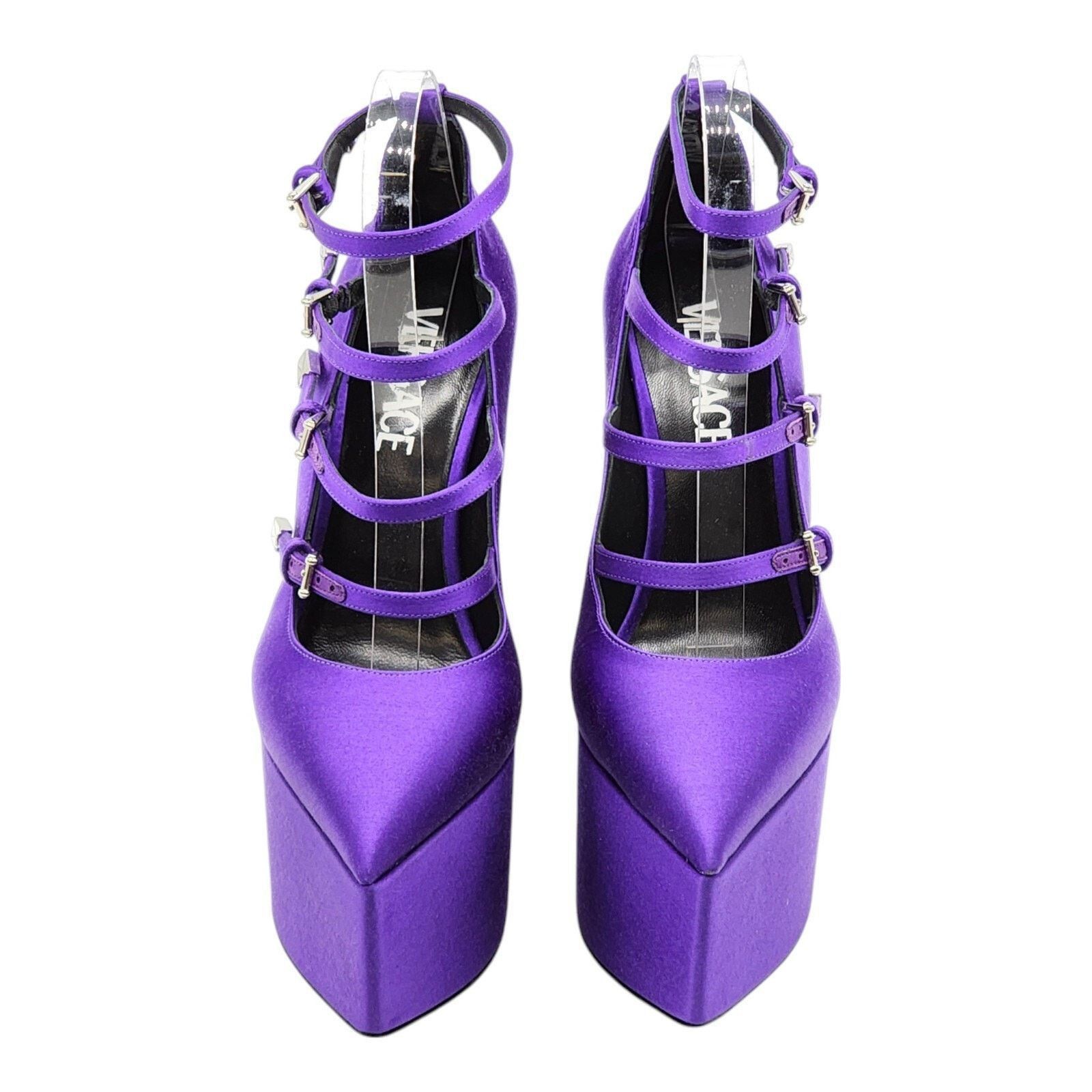 Versace Tempest Strappy Satin Platform Pumps Purple EU 38.5 US 8.5 Size US 8.5 / IT 38.5 - 3 Thumbnail