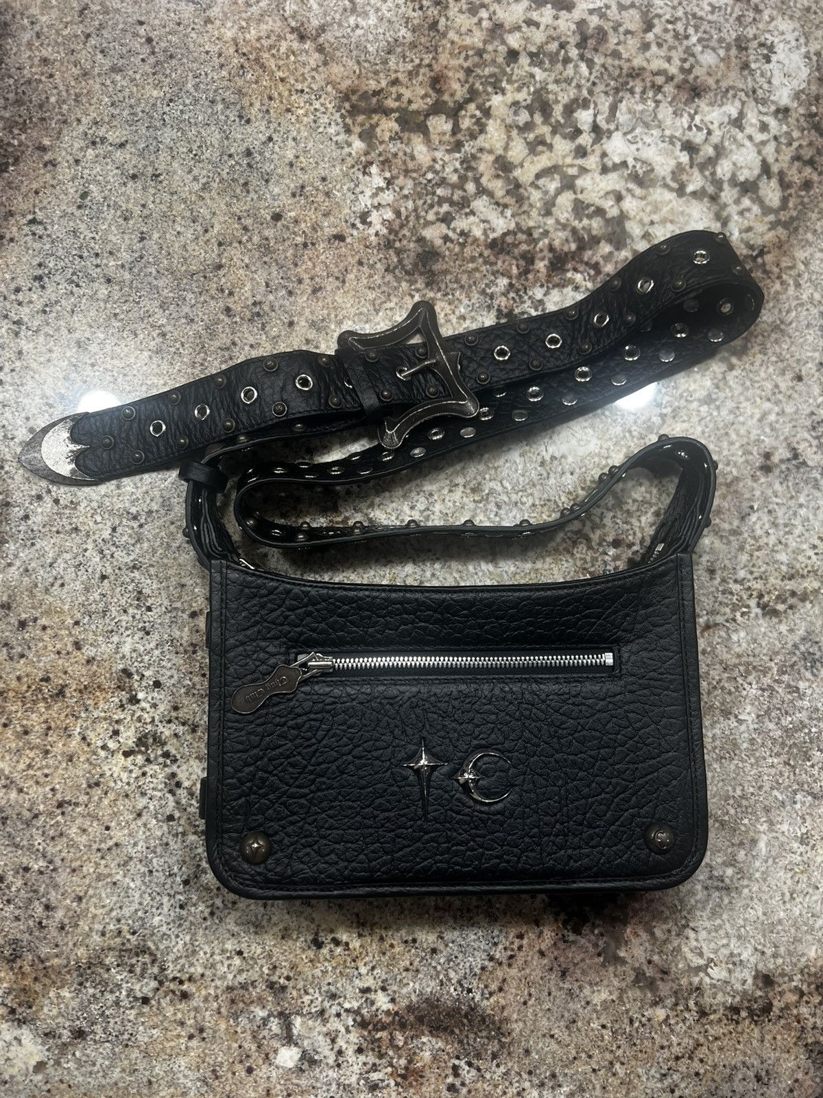 Thug Club Thug Club Dragon Belt Studded Leather Cross Body Bag Size ONE SIZE - 1 Thumbnail