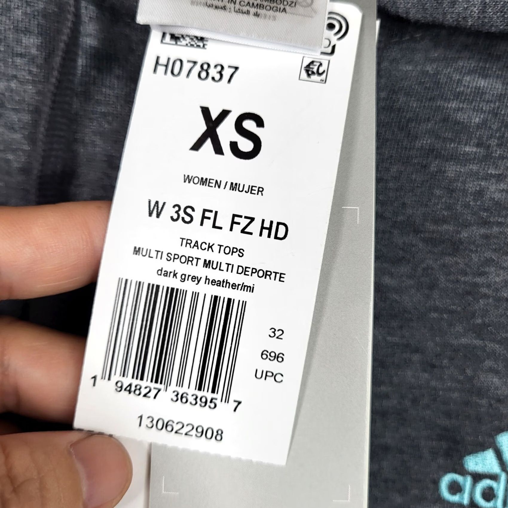 Adidas ADIDAS Women's Full zip Gray Green strips sweatshirt hoodie XS NEW Size XS / US 0-2 / IT 36-38 - 4 Thumbnail