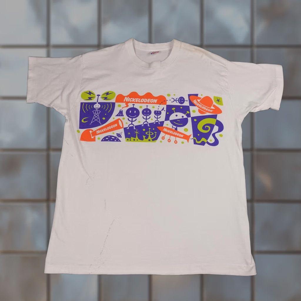 Fruit Of The Loom VINTAGE Nickelodeon Box Logo Shirt Mens XL White 90s Graphic Made In USA Size US XL / EU 56 / 4 - 1 Thumbnail