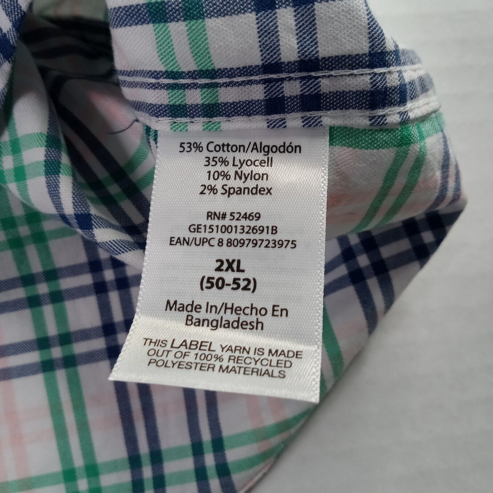 George George Poplin Shirt Men's 2XL Pink Green White Plaid Classic Size US XXL / EU 58 / 5 - 7 Thumbnail