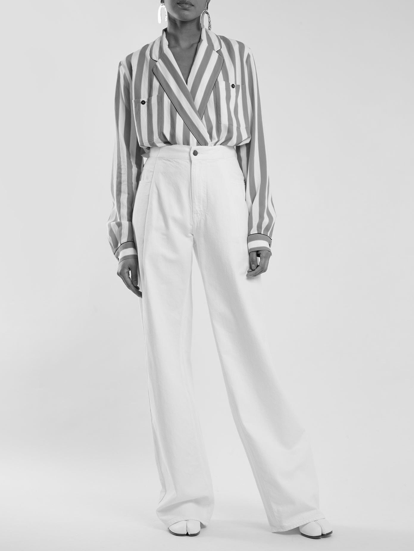 Maison Margiela MAISON MARGIELA Patch-pocket striped crossover jacket Size XS / US 0-2 / IT 36-38 - 10 Thumbnail