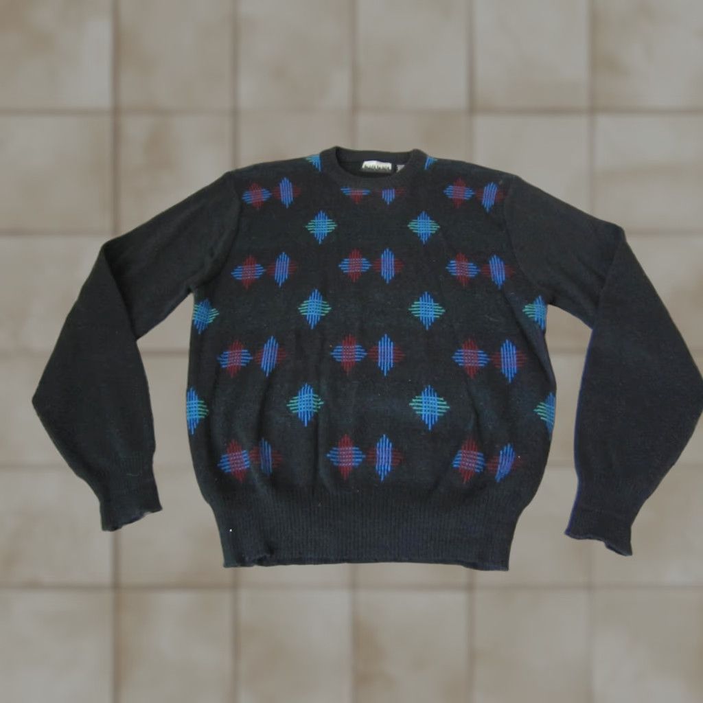 Vintage VINTAGE City Streets Sweater Mens XL Black Geometric Knit 80s 90s Pullover Knit Lightweight Casual Size US XL / EU 56 / 4 - 1 Thumbnail
