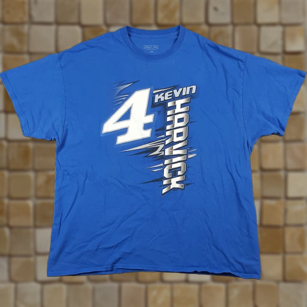 NASCAR VINTAGE Kevin Harvick #4 NASCAR Racing T-Shirt Men's 2XL Blue Retro Solid 90s Auto Racing Size US XXL / EU 58 / 5 - 1 Thumbnail