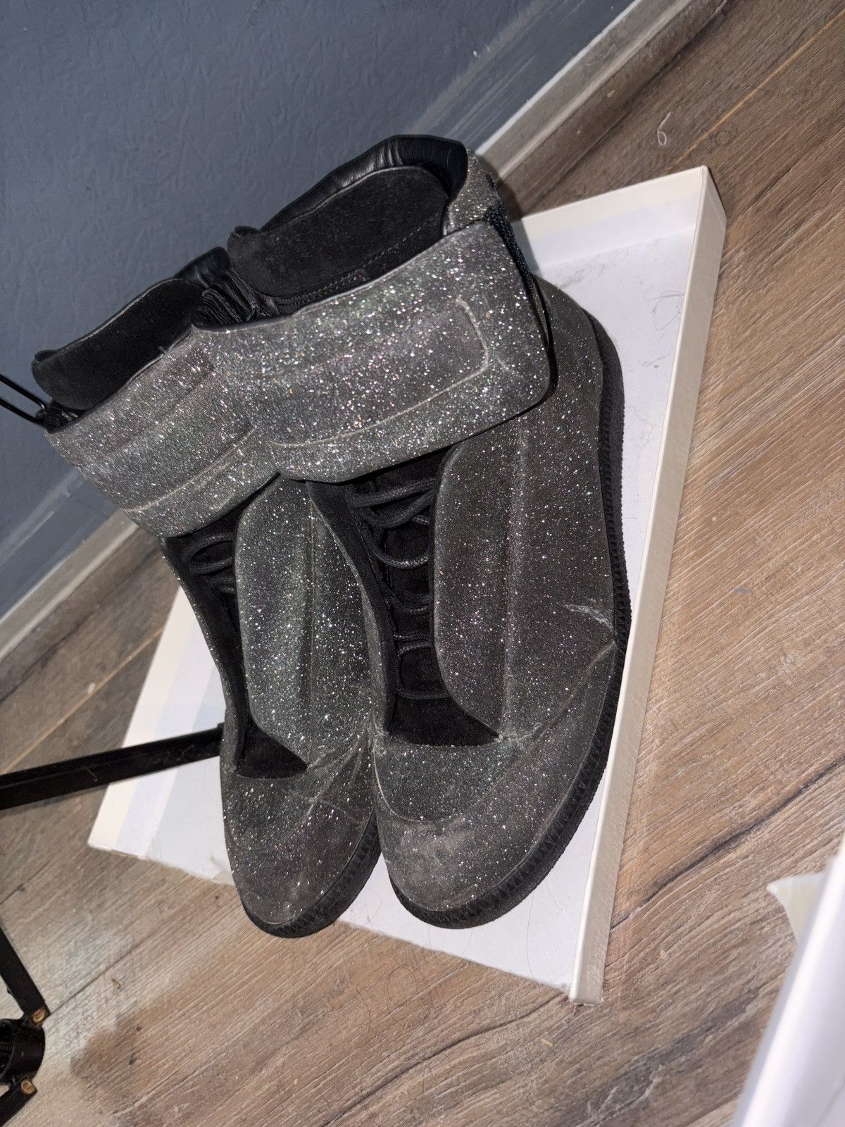 Maison Margiela Maison Margiela 2016 Grey Glitter Future High Top Sneaker Size US 11 / EU 44 - 10 Thumbnail