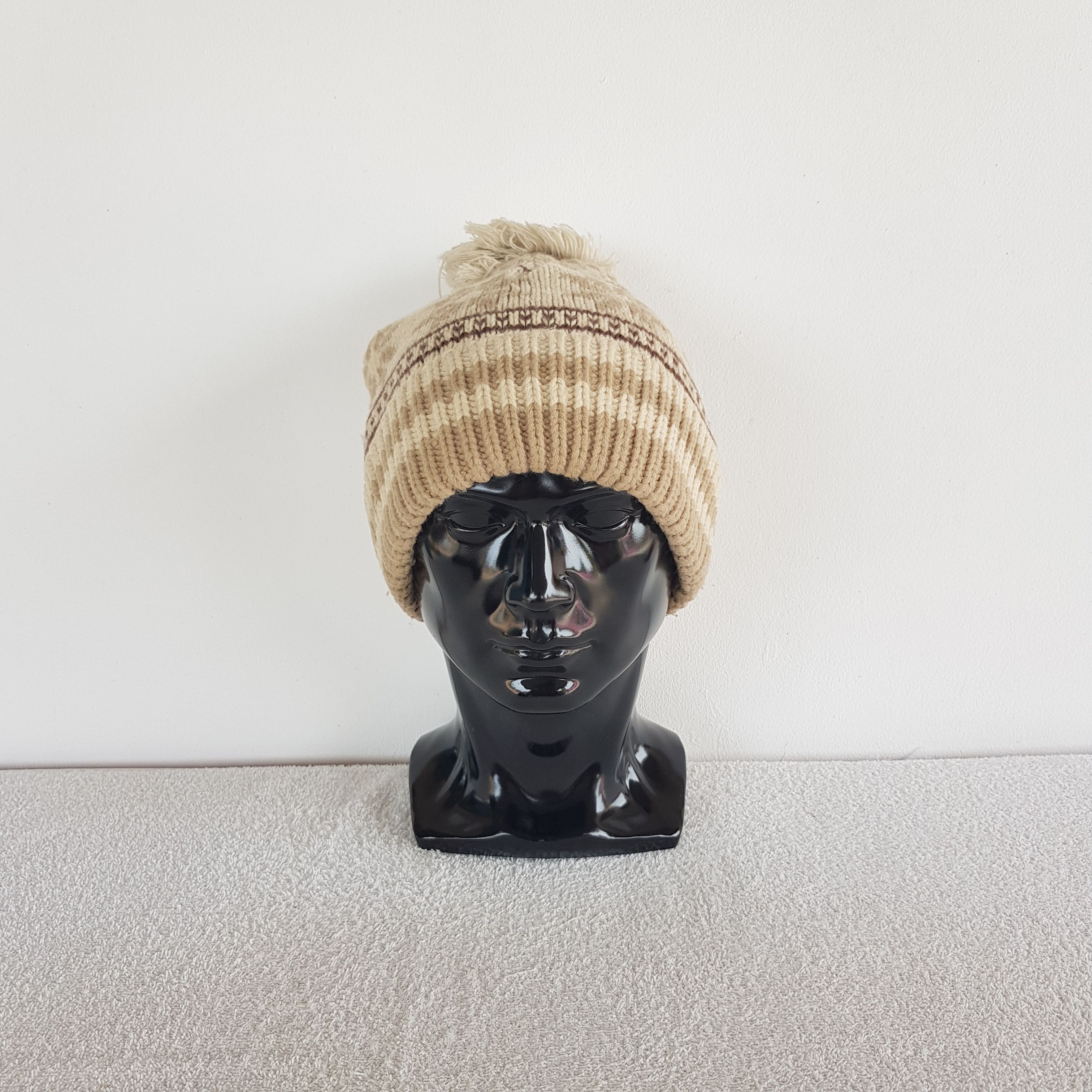Homespun Knitwear Vintage Japanese Beanie Fair Isle Ribbed Knit Snow Caps Hats Size ONE SIZE - 2 Thumbnail