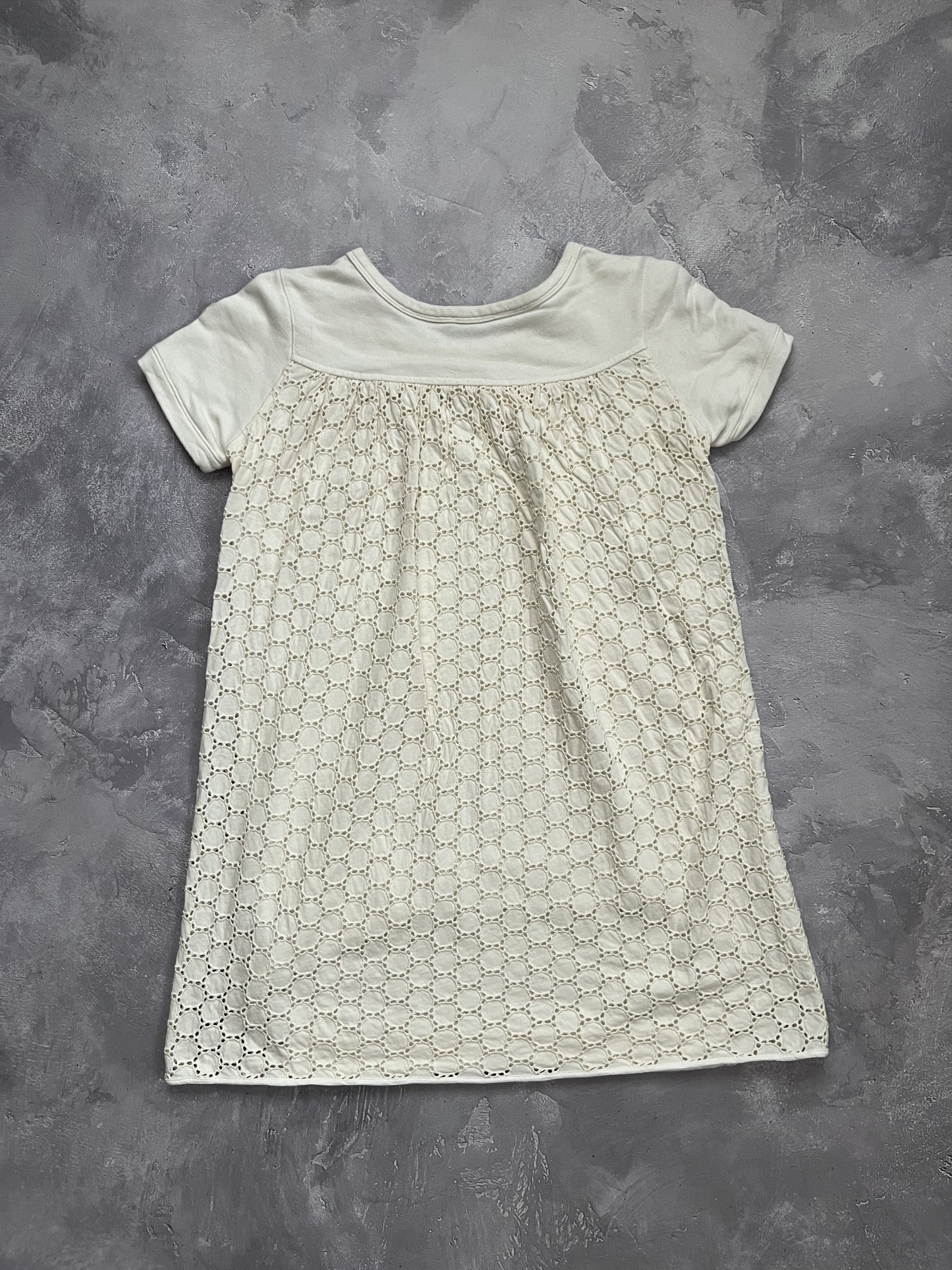 Moncler Moncler XS Cream Lace Panel Dress T-Shirt Logo Patch Size XS / US 0-2 / IT 36-38 - 2 Thumbnail