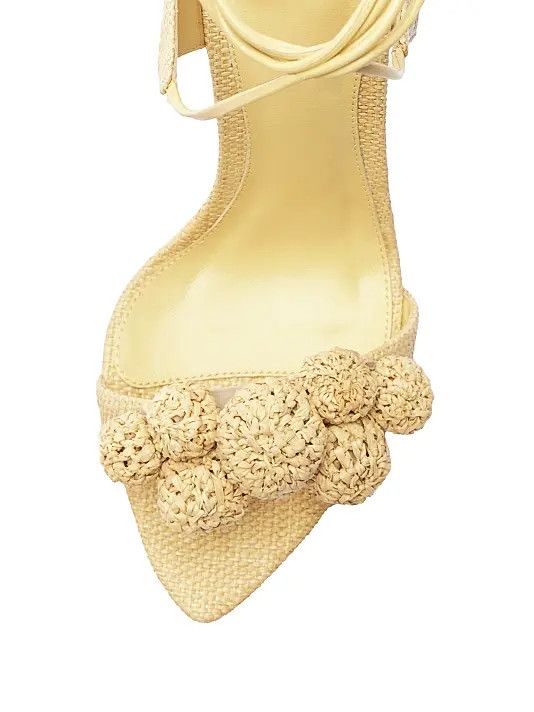 Alexandre Birman os11x1225 Resse 100MM Raffia Ankle-Wrap Sandals in Creamy Size US 11 / IT 41 - 5 Thumbnail